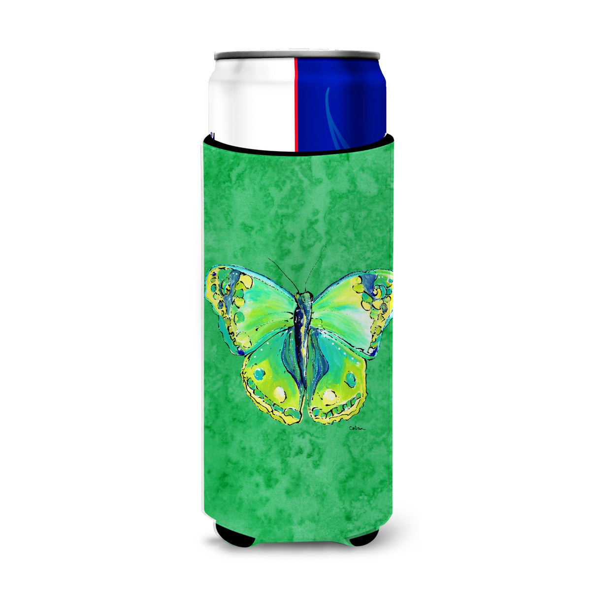 Butterfly Green On Green Ultra Beverage Insulators For Slim Cans 8863Muk