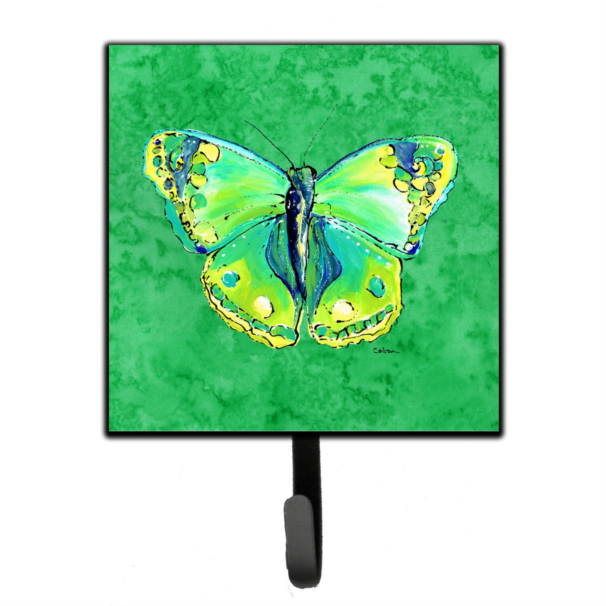 Caroline'S Treasures 8863Sh4 Butterfly Green On Green Leash Or Key Holder, Small, Multicolor