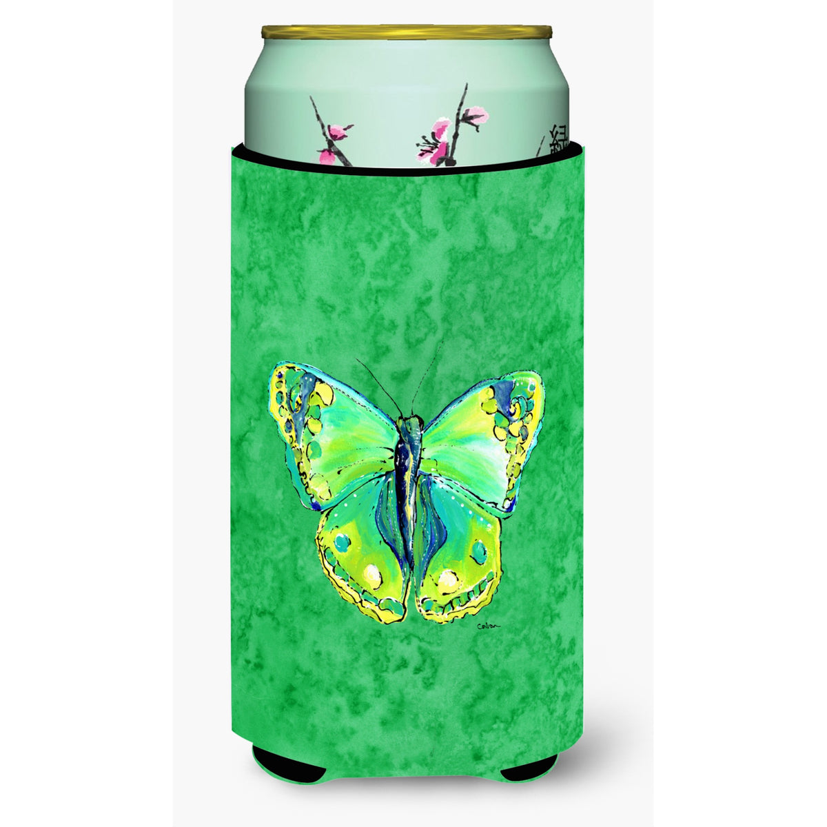 Butterfly Green On Green  Tall Boy Beverage Insulator Beverage Insulator Hugger