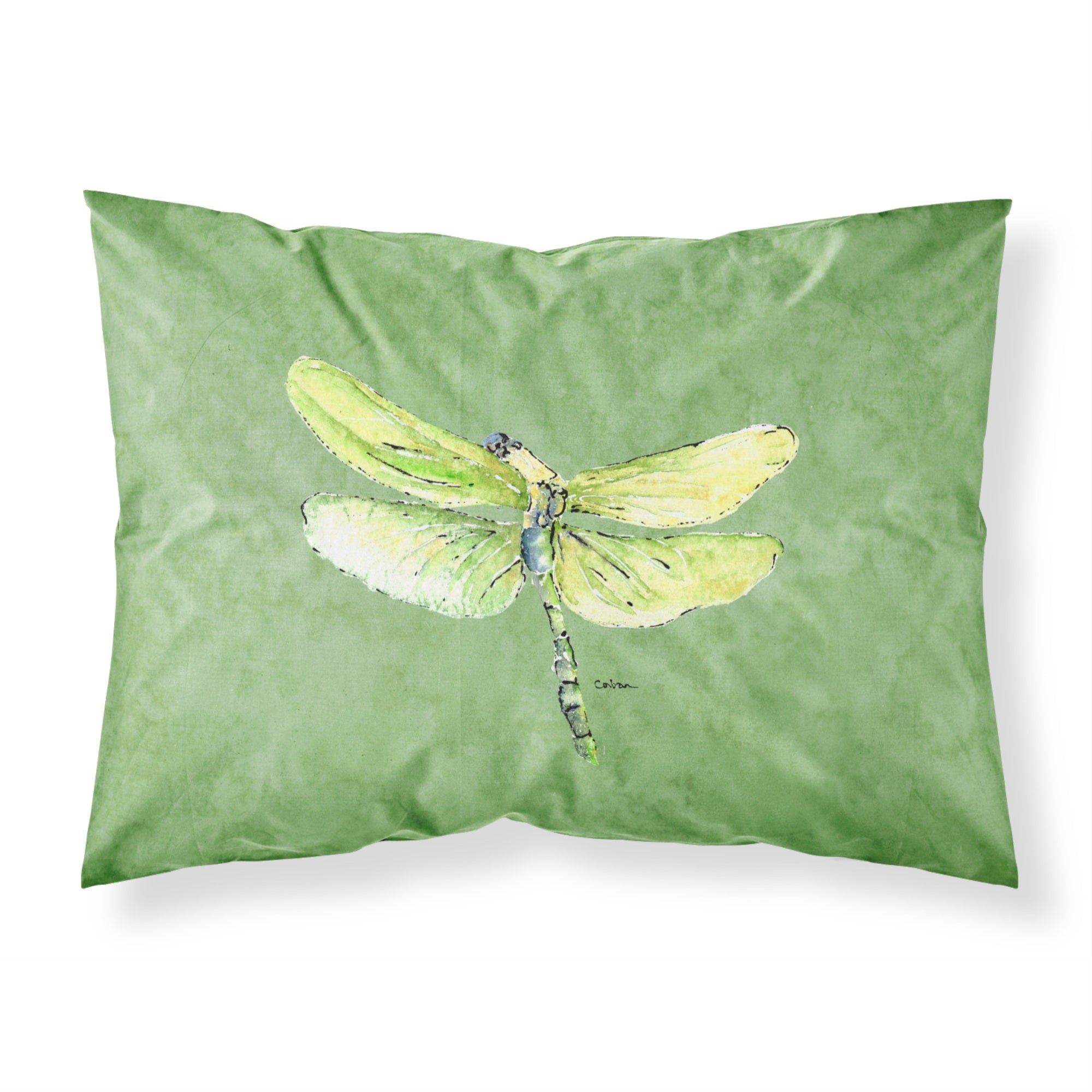 Caroline'S Treasures 8864Pillowcase Dragonfly On Avocado Moisture Wicking Fabric Standard Pillowcase, Large, Multicolor