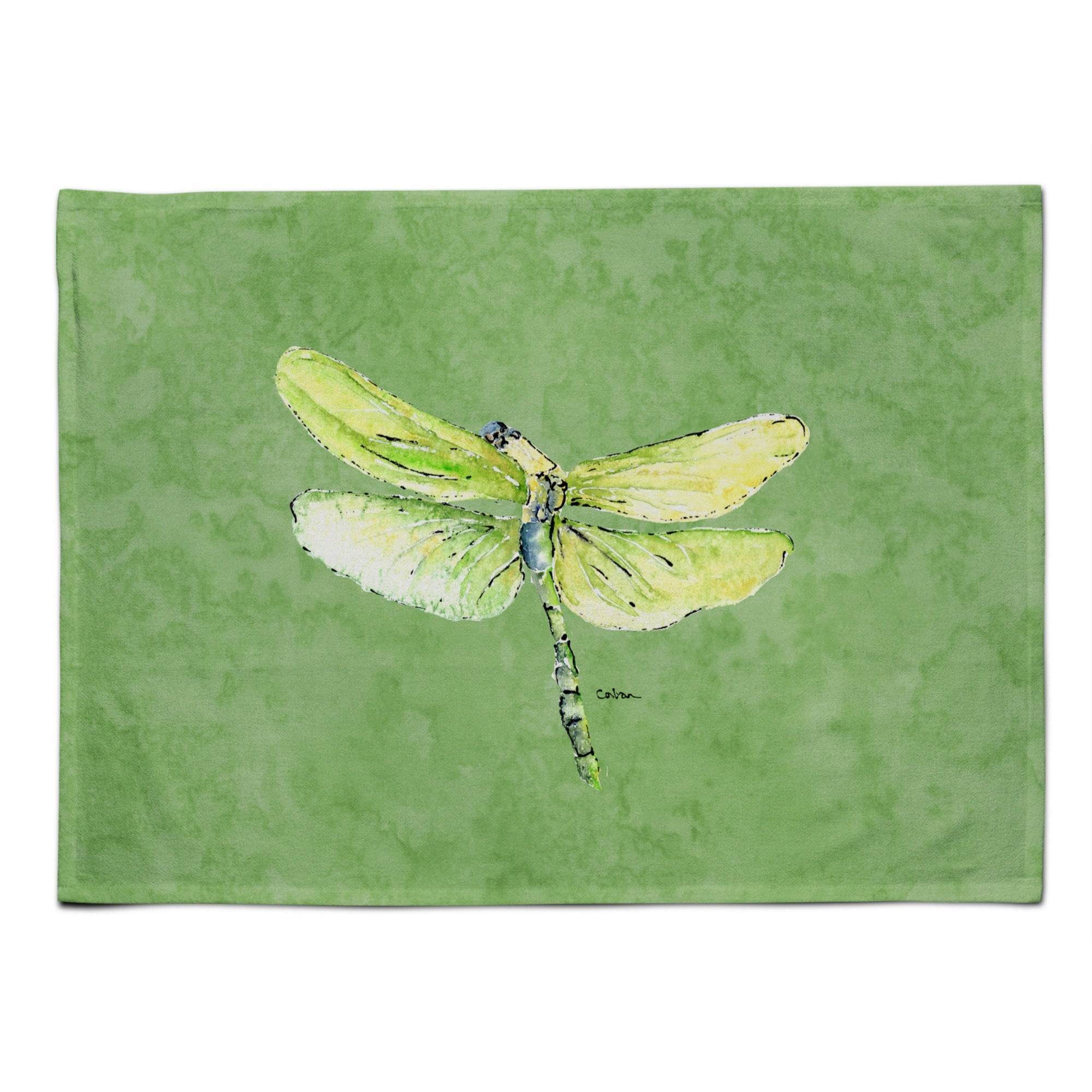 Caroline'S Treasures 8864Plmt Dragonfly On Avocado Fabric Placemat, Multicolor