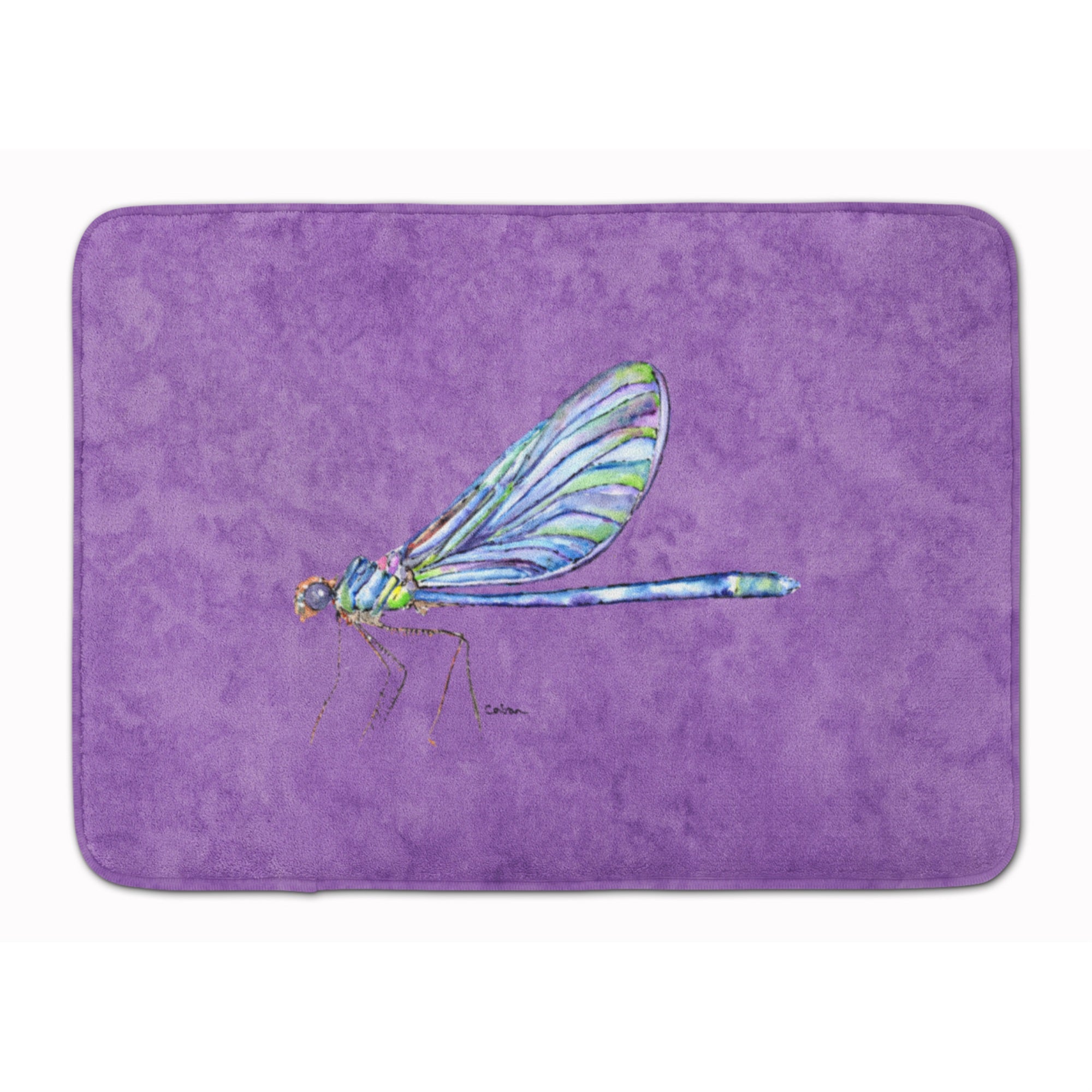 Caroline'S Treasures Dragonfly On Purple Floor Mat, 19 X 27, Multicolor