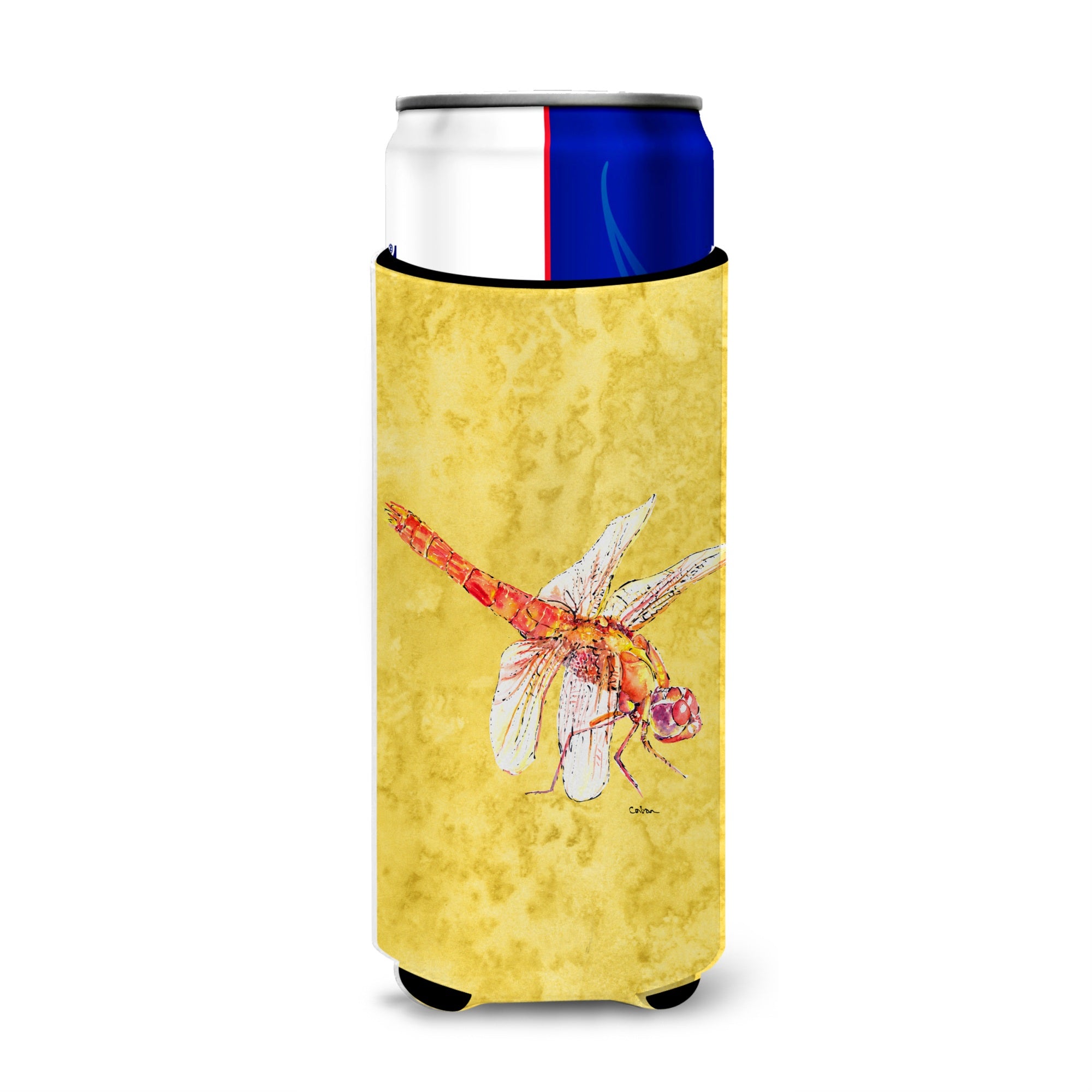 Dragonfly On Yellow Ultra Beverage Insulators For Slim Cans 8866Muk