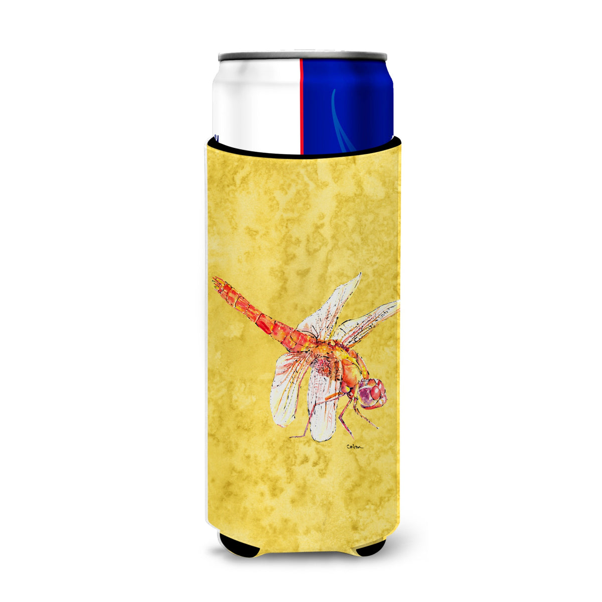 Dragonfly On Yellow Ultra Beverage Insulators For Slim Cans 8866Muk