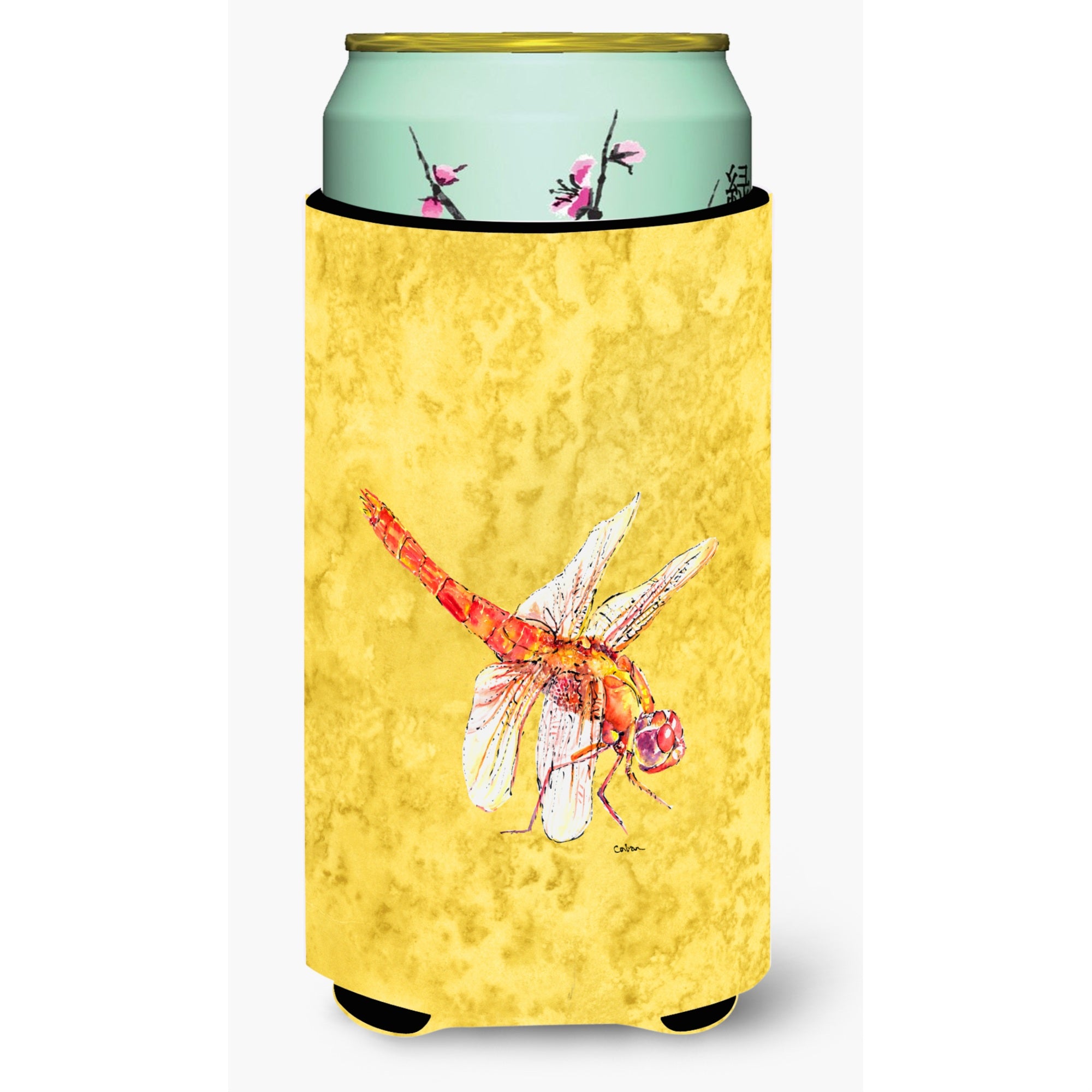 Dragonfly On Yellow  Tall Boy Beverage Insulator Beverage Insulator Hugger