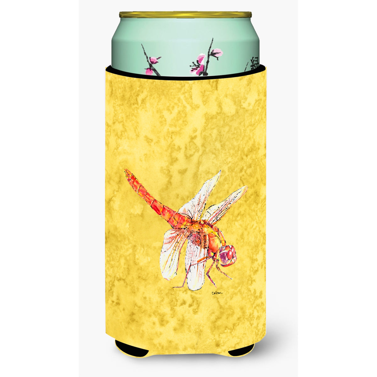 Dragonfly On Yellow  Tall Boy Beverage Insulator Beverage Insulator Hugger