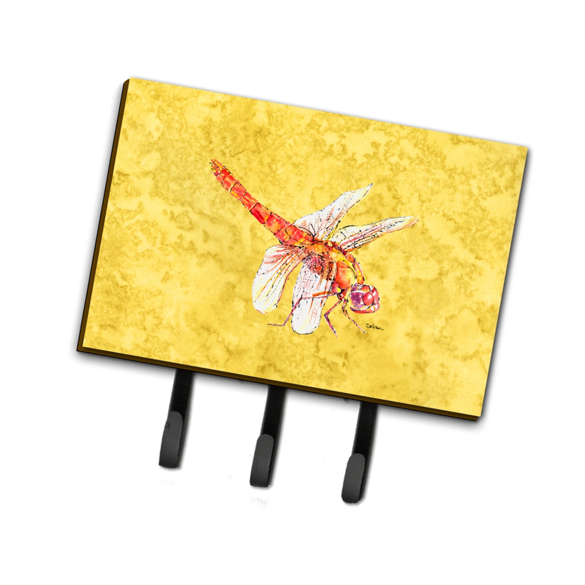 Caroline'S Treasures 8866Th68 Dragonfly On Yellow Leash Or Key Holder, Large, Multicolor