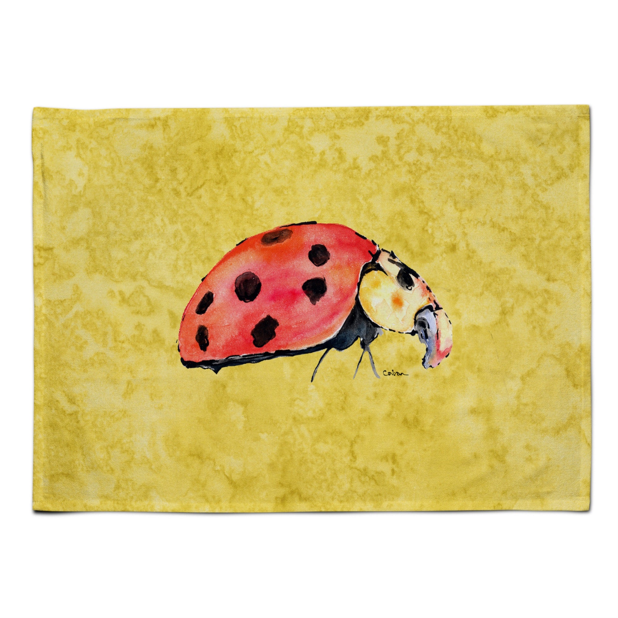 Caroline'S Treasures 8867Plmt Lady Bug On Yellow Fabric Placemat, Multicolor