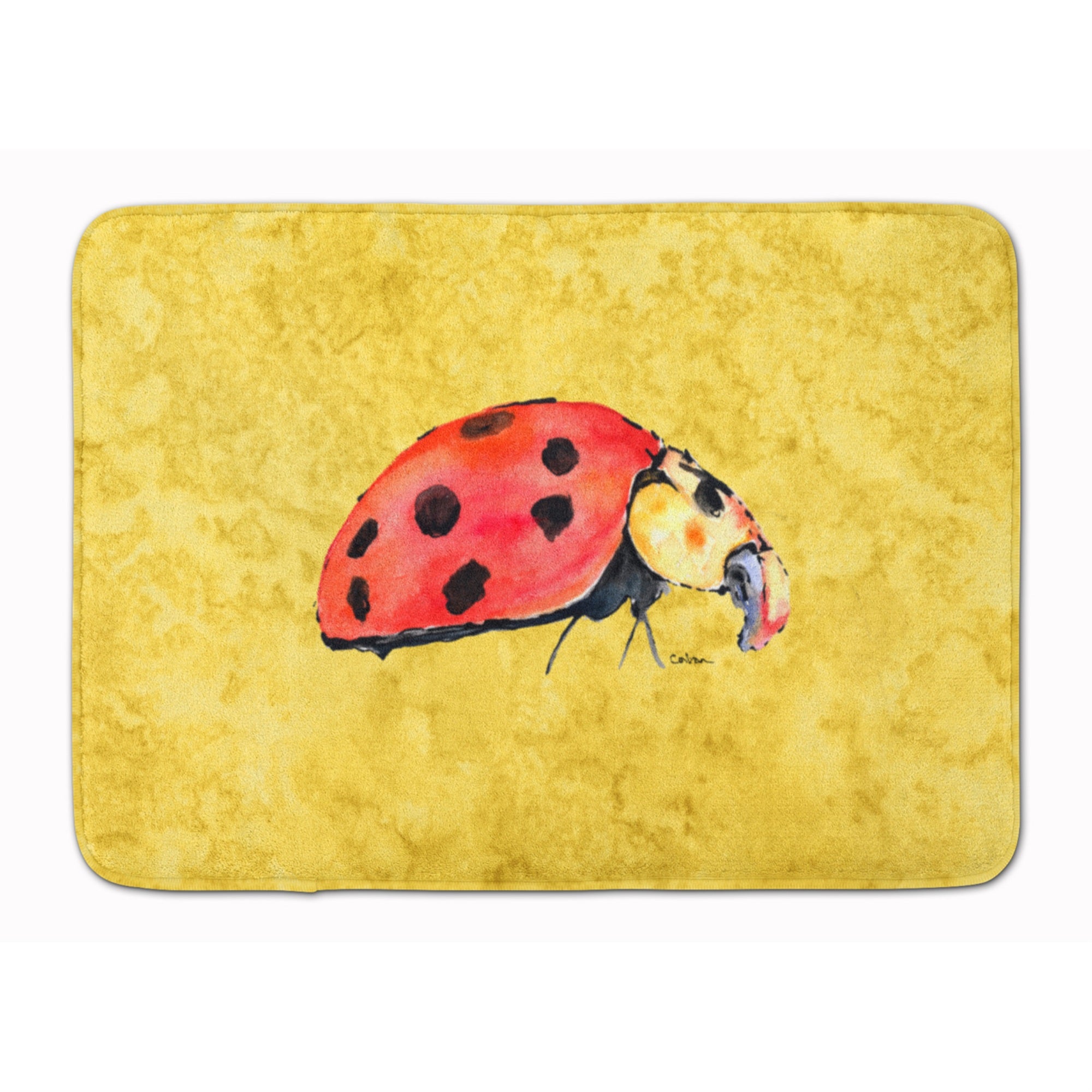 Caroline'S Treasures Lady Bug On Yellow Floor Mat, 19 X 27, Multicolor