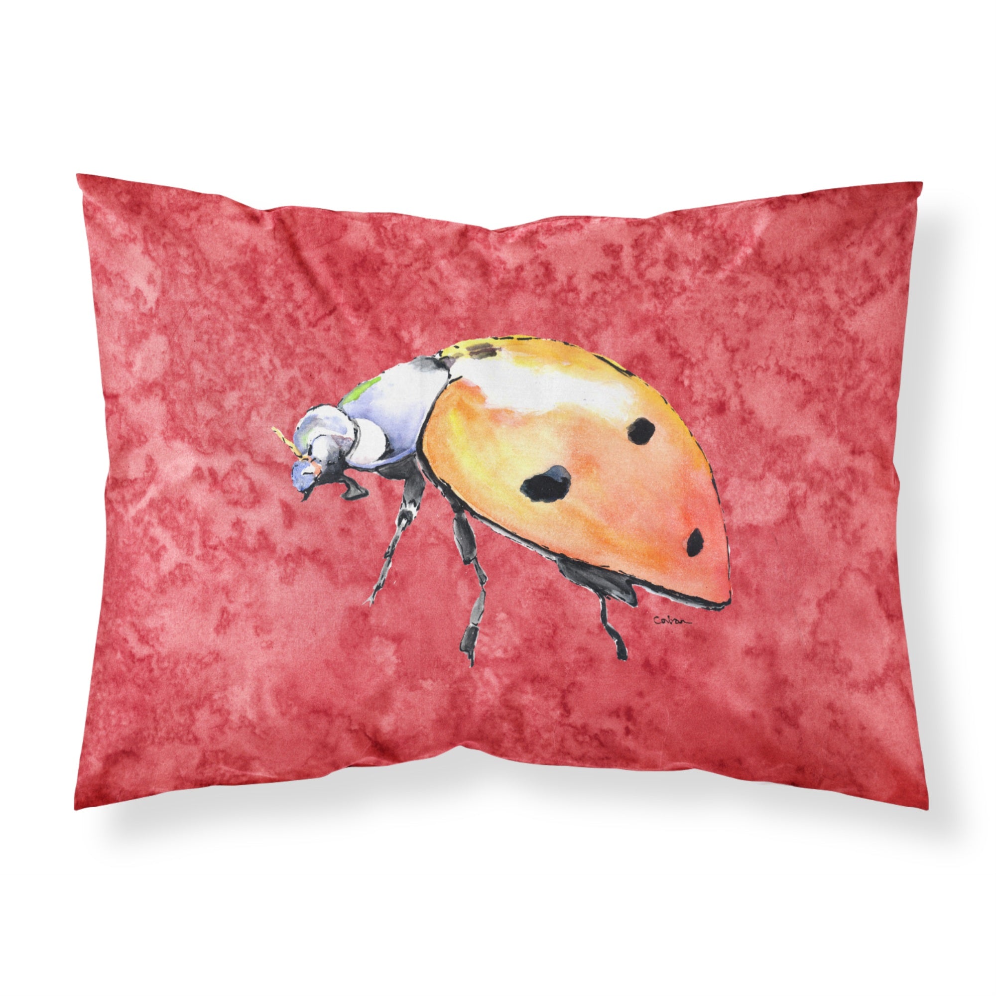 Caroline'S Treasures 8868Pillowcase Lady Bug On Red Moisture Wicking Fabric Standard Pillowcase, Large, Multicolor
