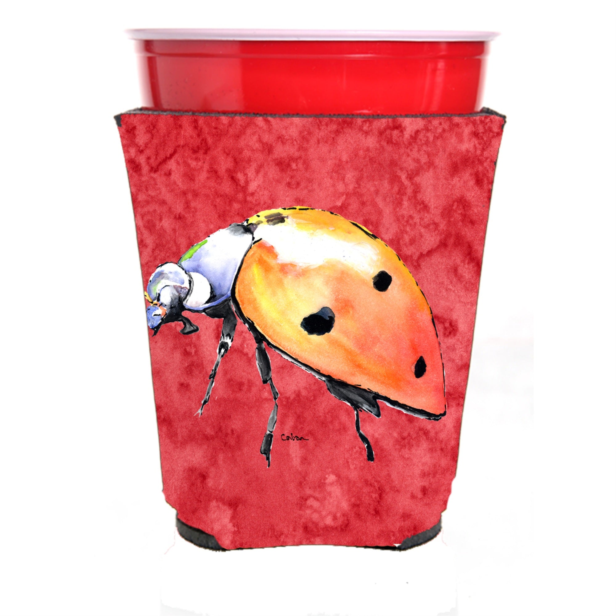 Lady Bug On Red Red Solo Cup Beverage Insulator Hugger