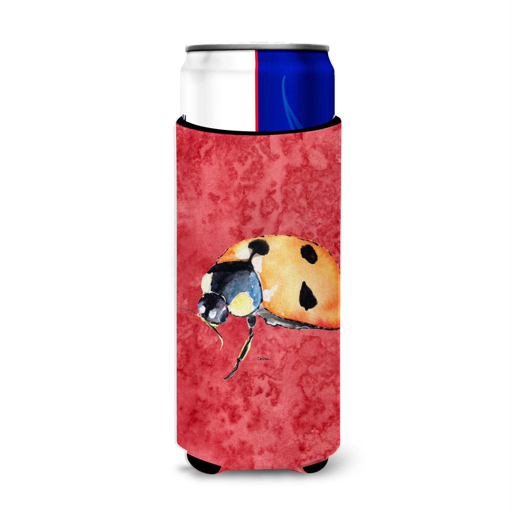 Lady Bug On Red Ultra Beverage Insulators For Slim Cans 8869Muk