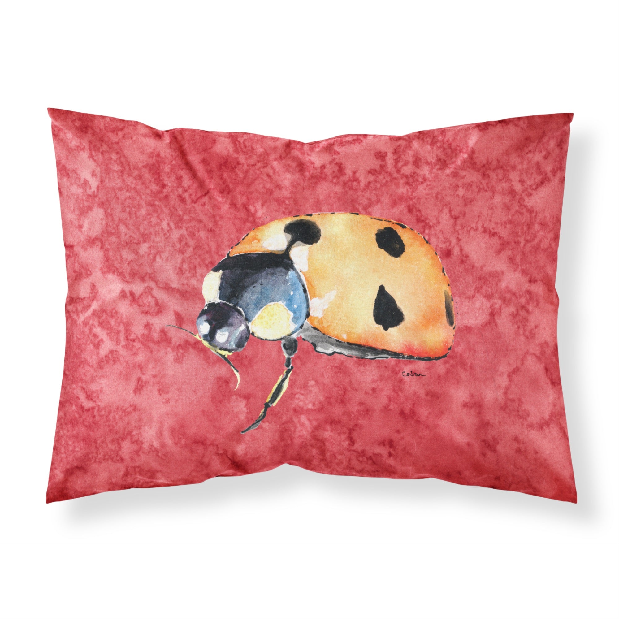 Caroline'S Treasures 8869Pillowcase Lady Bug On Red Moisture Wicking Fabric Standard Pillowcase, Large, Multicolor