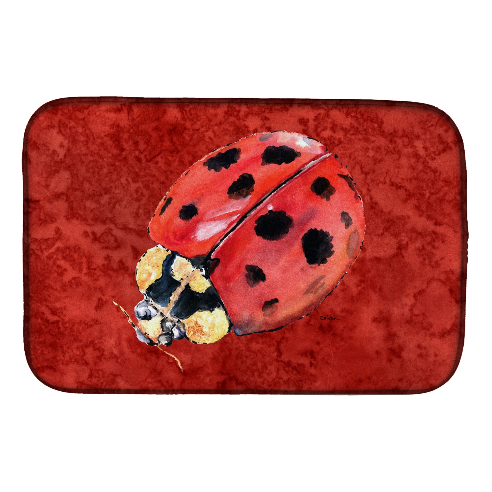 Caroline'S Treasures Lady Bug On Deep Red Dish Drying Mat, 14 X 21, Multicolor