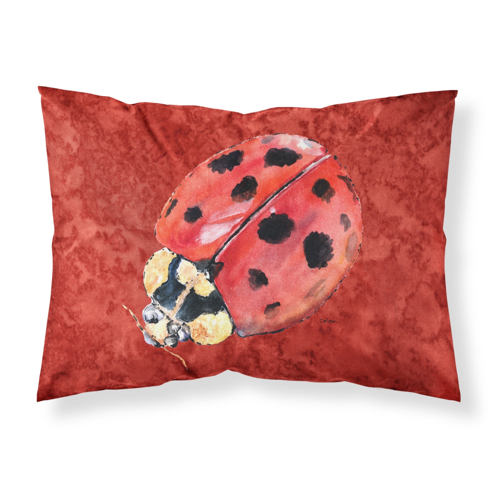 Caroline'S Treasures 8870Pillowcase Lady Bug On Deep Red Moisture Wicking Fabric Standard Pillowcase, Large, Multicolor