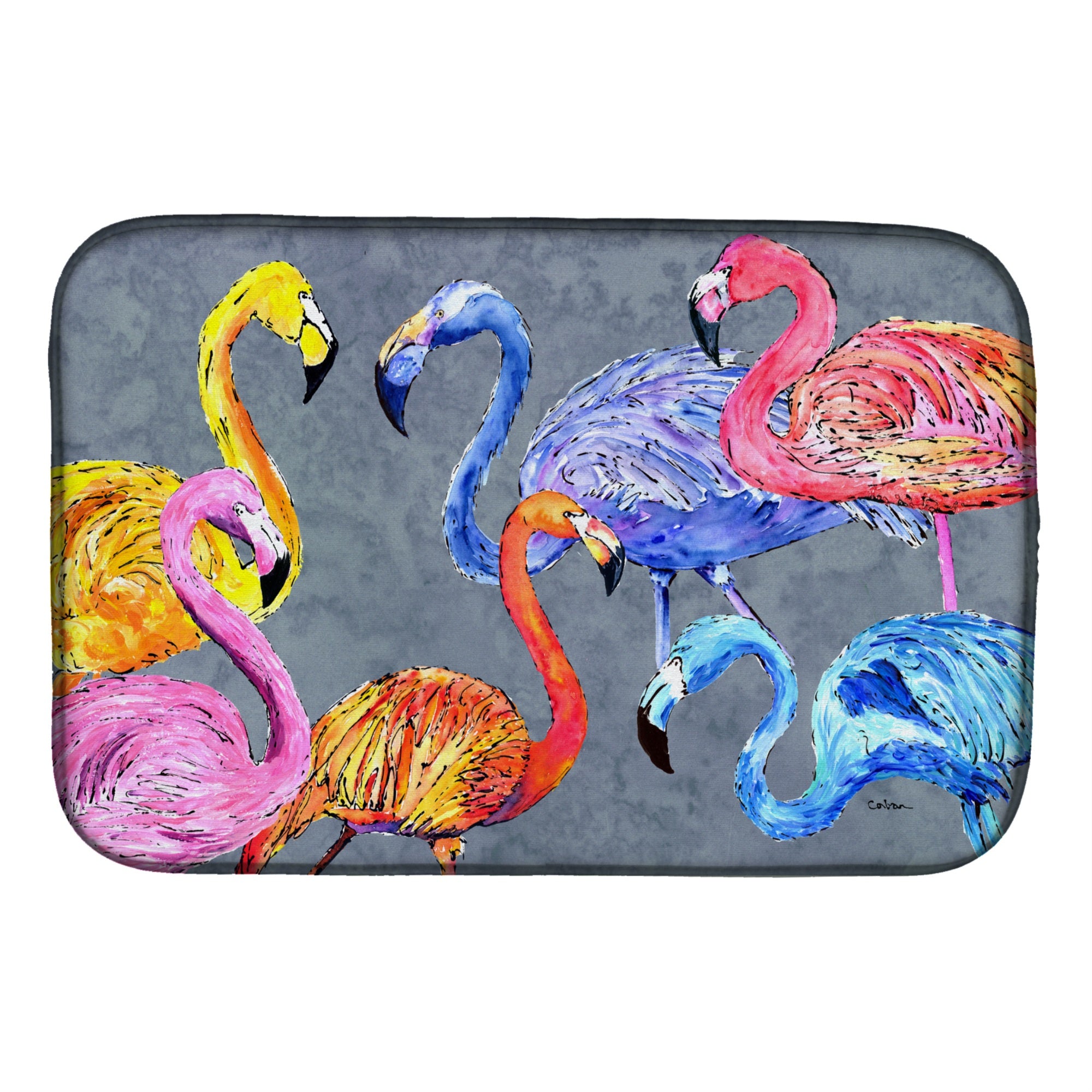Caroline'S Treasures Flamingo Six Senses Dish Drying Mat, 14 X 21, Multicolor