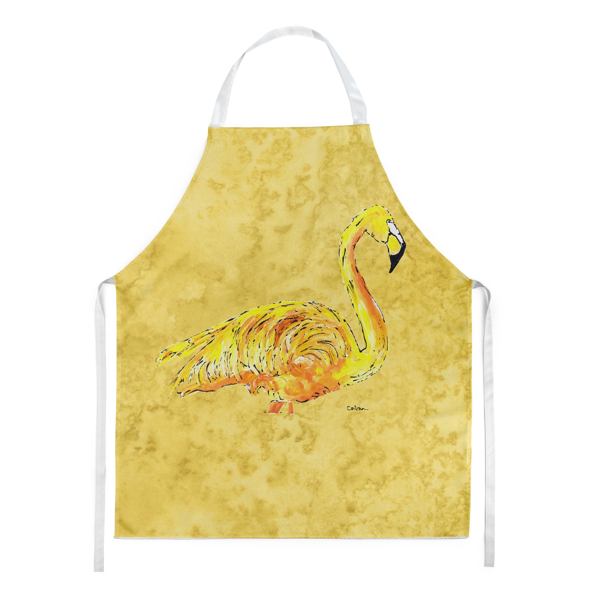 Caroline'S Treasures 8872Apron Flamingo On Yellow Apron, Large, Multicolor