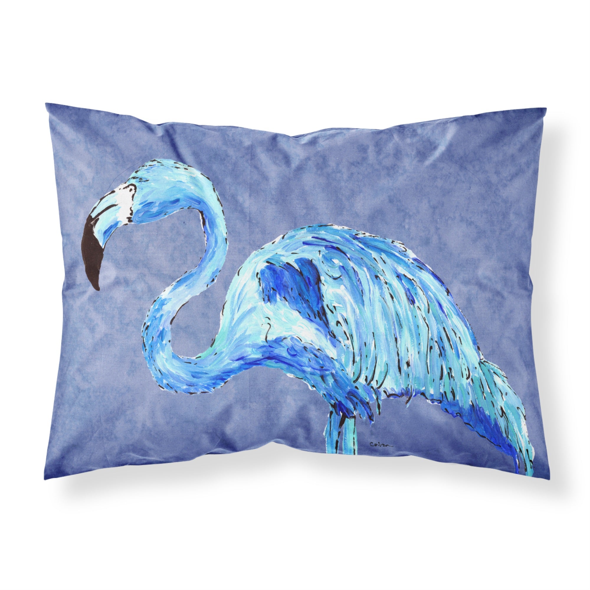 Caroline'S Treasures 8873Pillowcase Flamingo On Slate Blue Moisture Wicking Fabric Standard Pillowcase, Large, Multicolor
