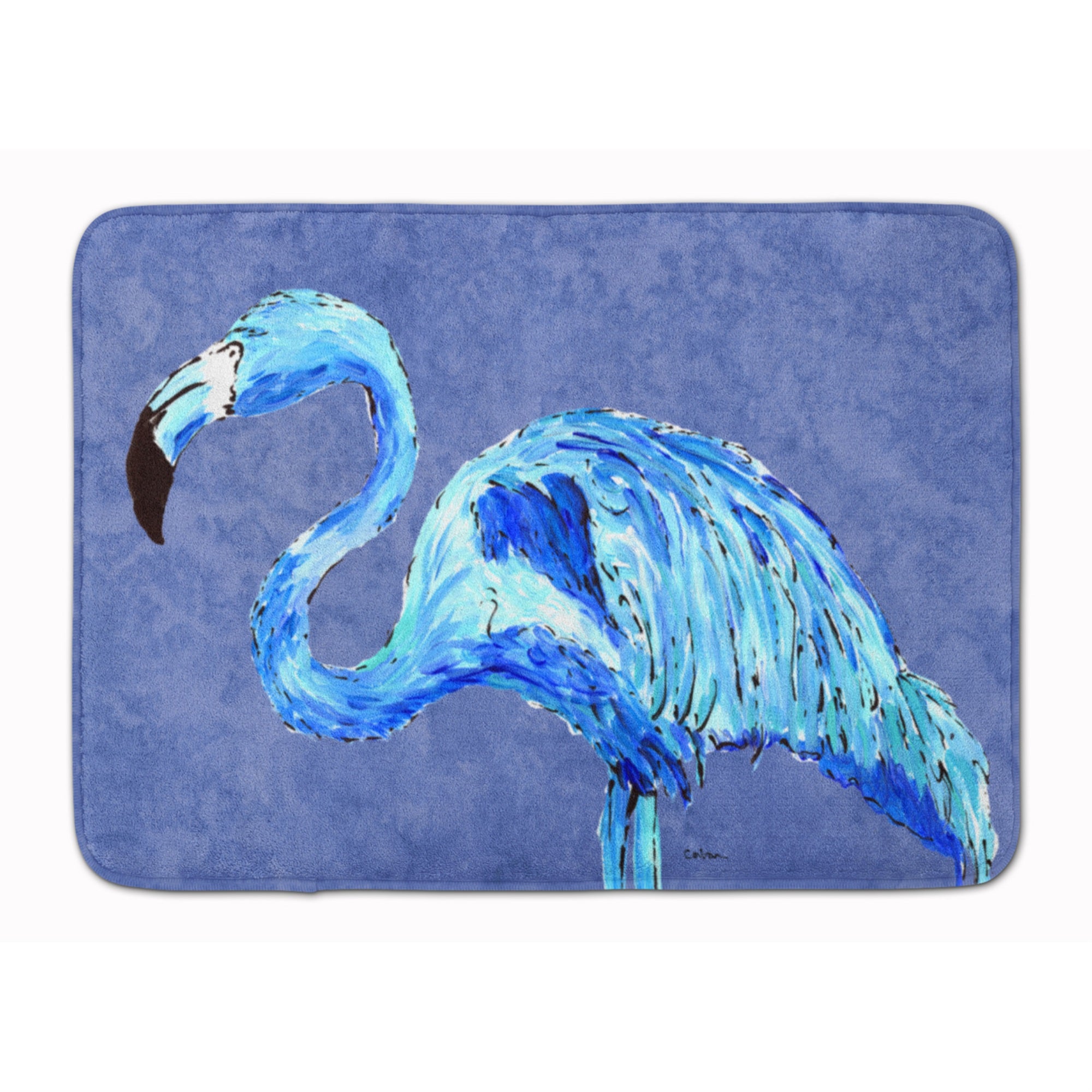 Caroline'S Treasures Flamingo On Slate Blue Floor Mat, 19 X 27, Multicolor