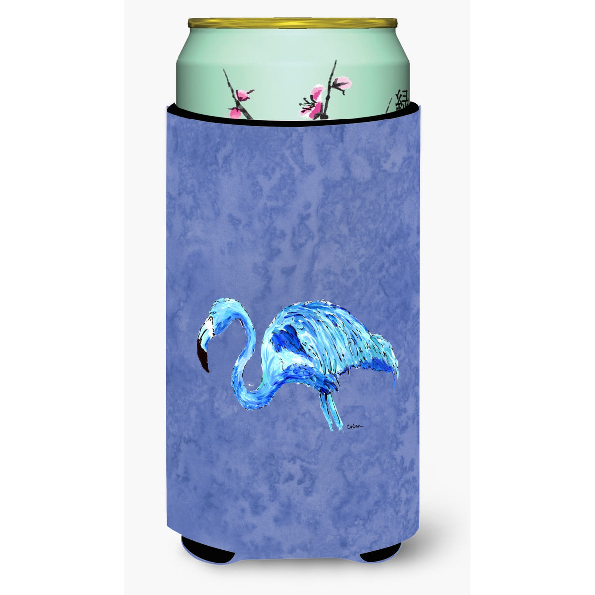 Flamingo On Slate Blue  Tall Boy Beverage Insulator Beverage Insulator Hugger