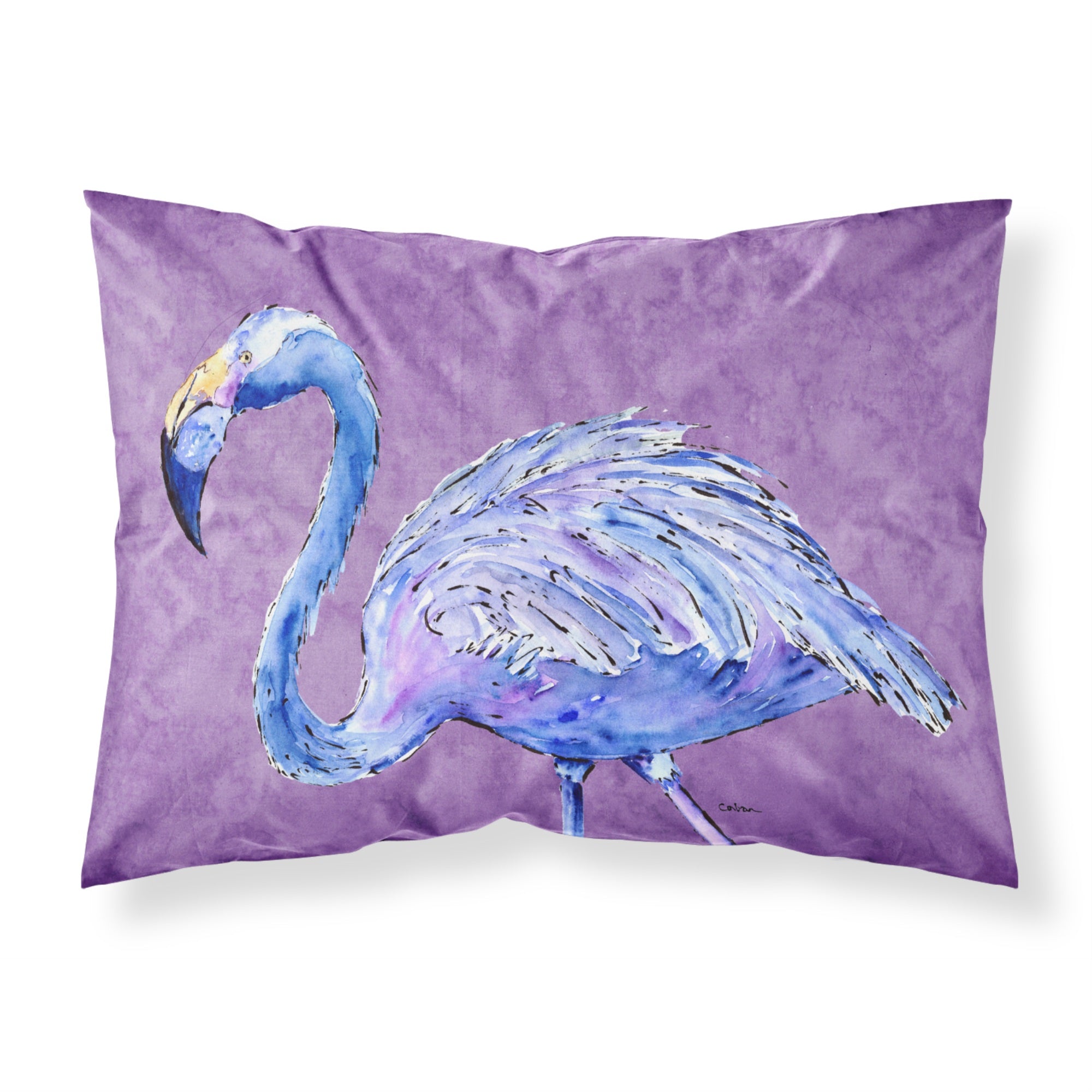 Caroline'S Treasures 8874Pillowcase Flamingo On Purple Moisture Wicking Fabric Standard Pillowcase, Large, Multicolor