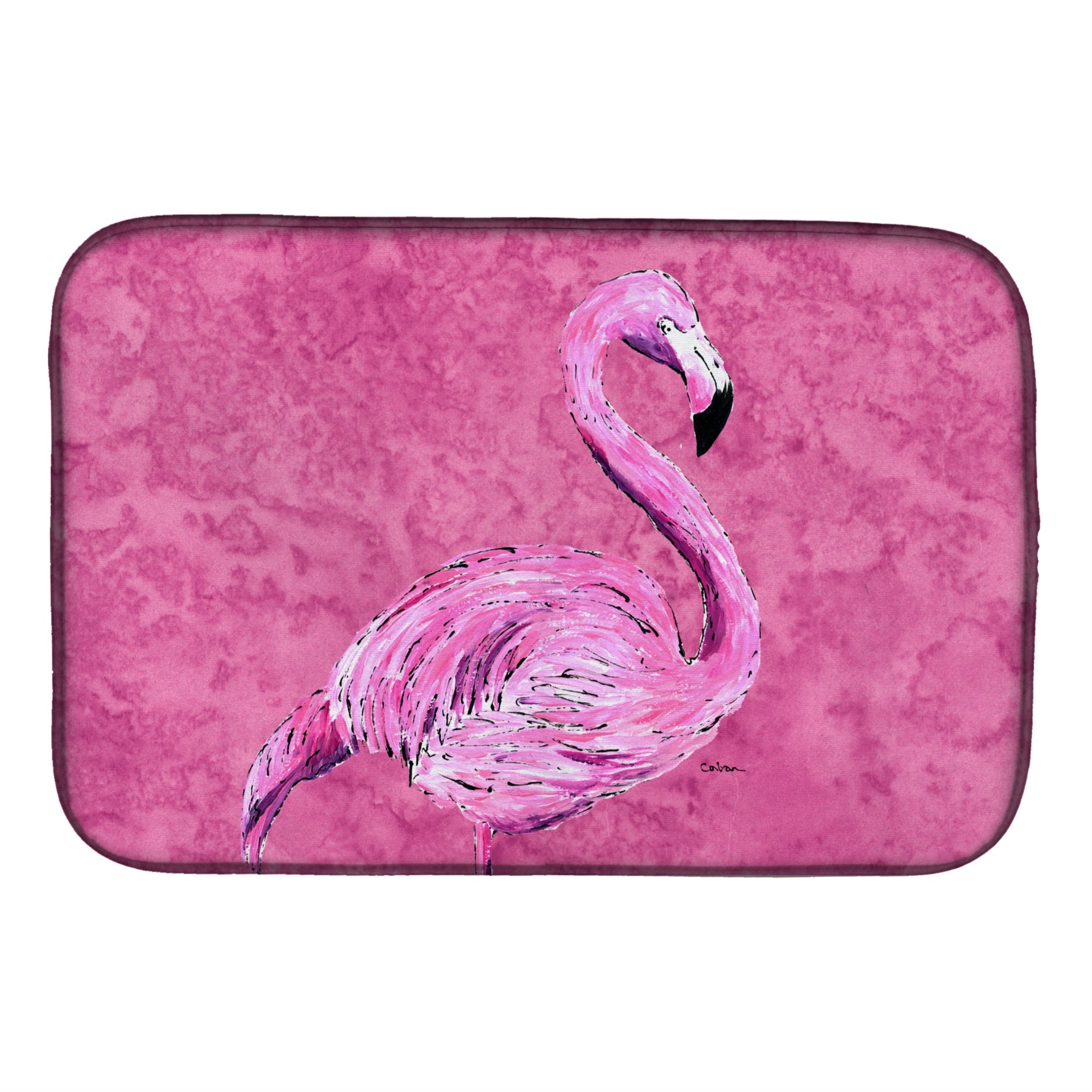 Caroline'S Treasures Flamingo On Pink Dish Drying Mat, 14 X 21, Multicolor
