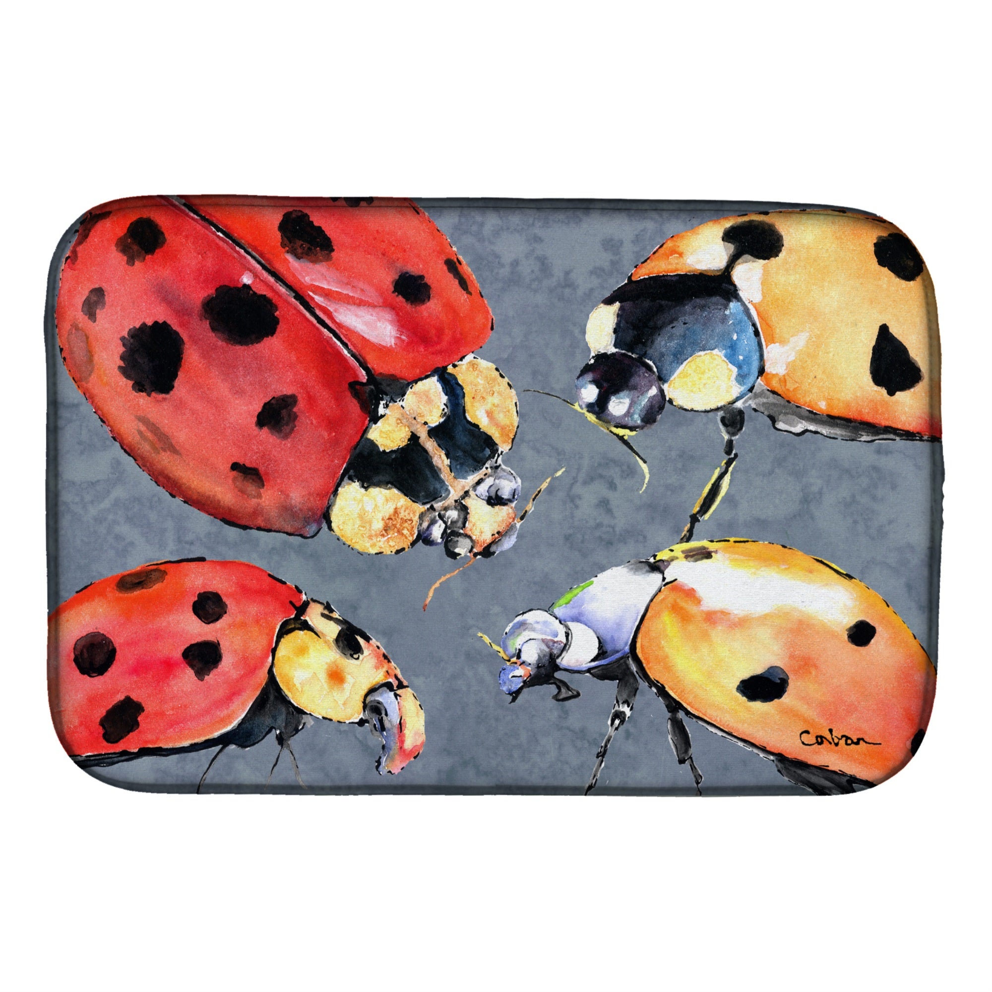 Caroline'S Treasures Lady Bug Multiple Dish Drying Mat, 14 X 21, Multicolor