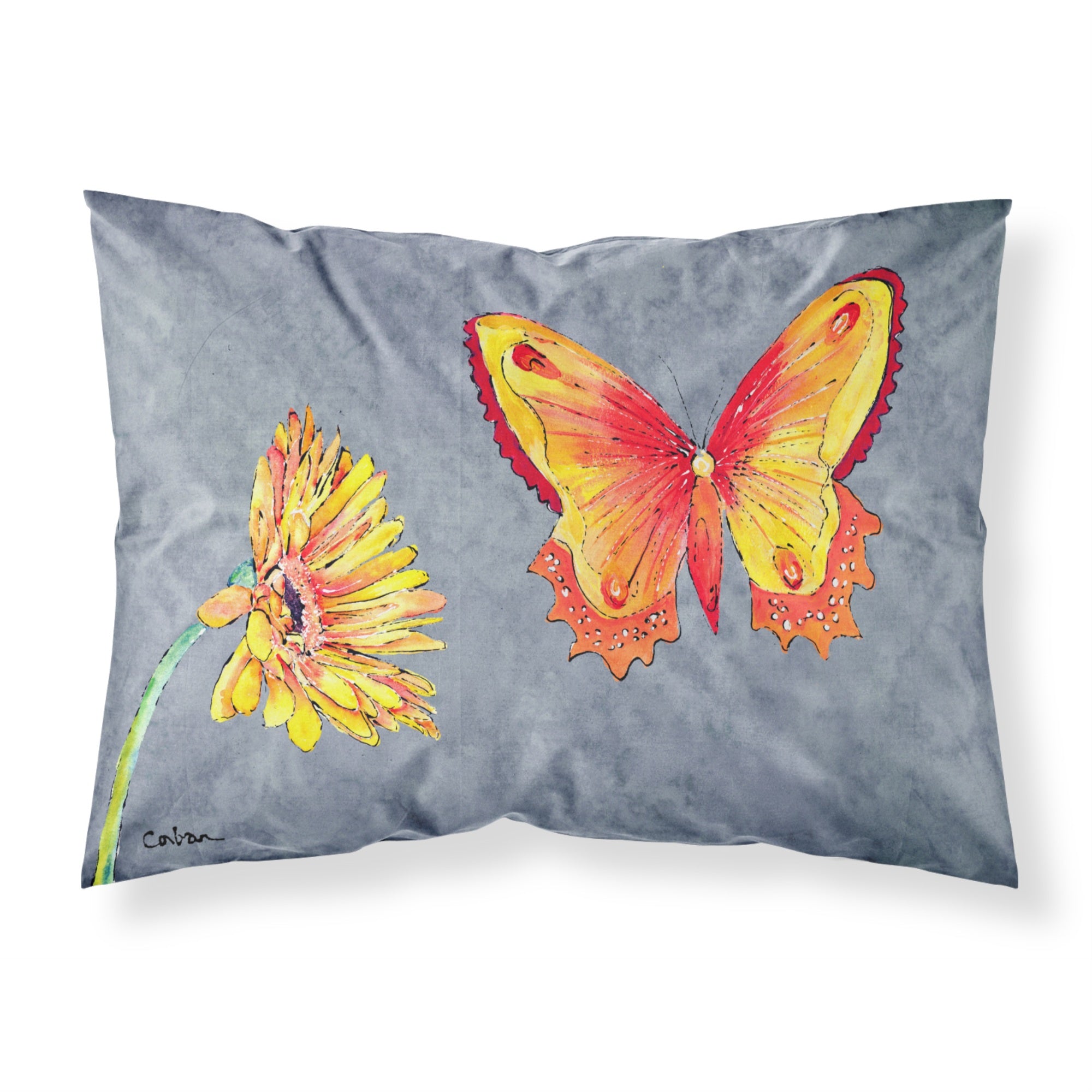 Caroline'S Treasures 8877Pillowcase Gerber Daisy And Butterfly Moisture Wicking Fabric Standard Pillowcase, Large, Multicolor,