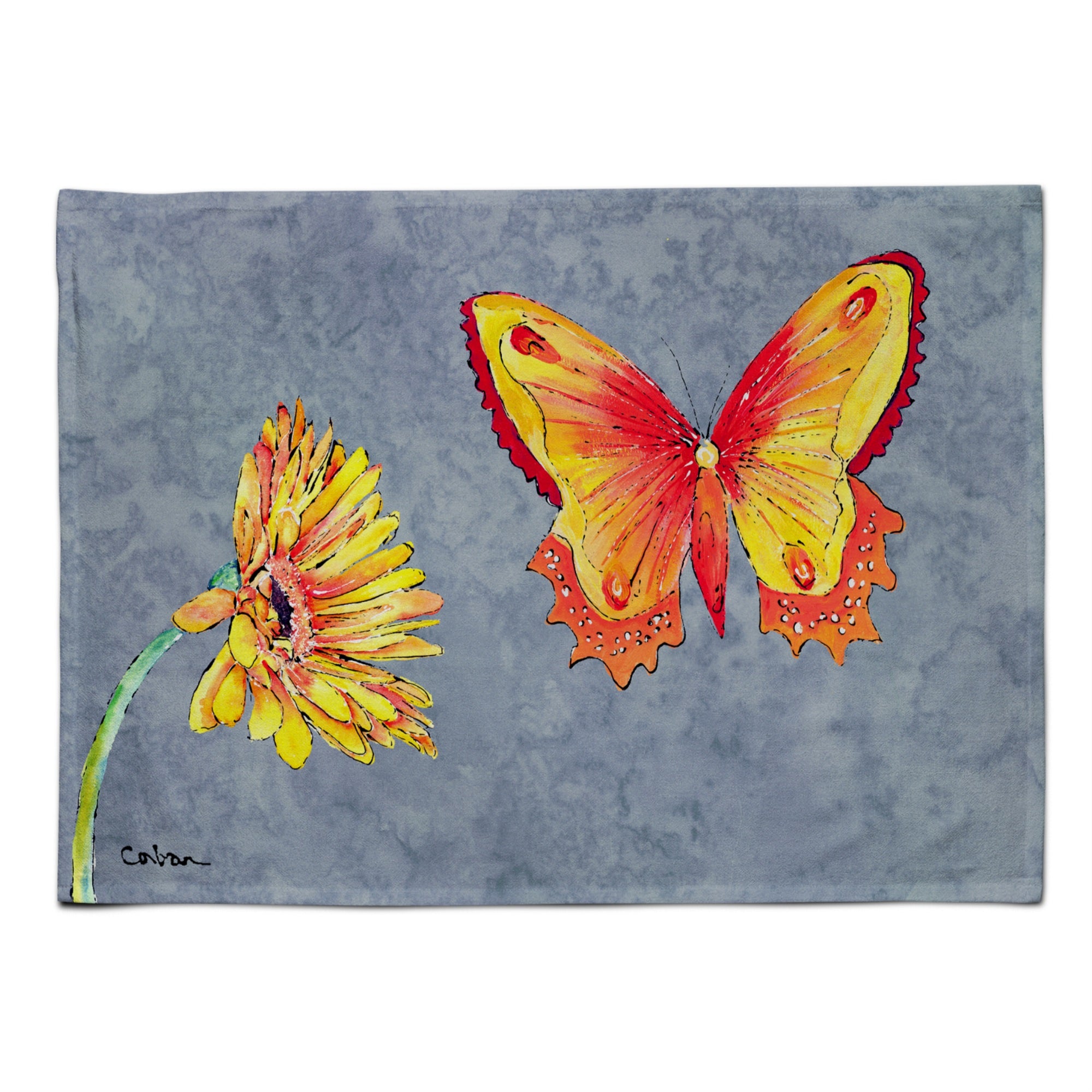 Caroline'S Treasures 8877Plmt Gerber Daisy And Butterfly Fabric Placemat, Multicolor
