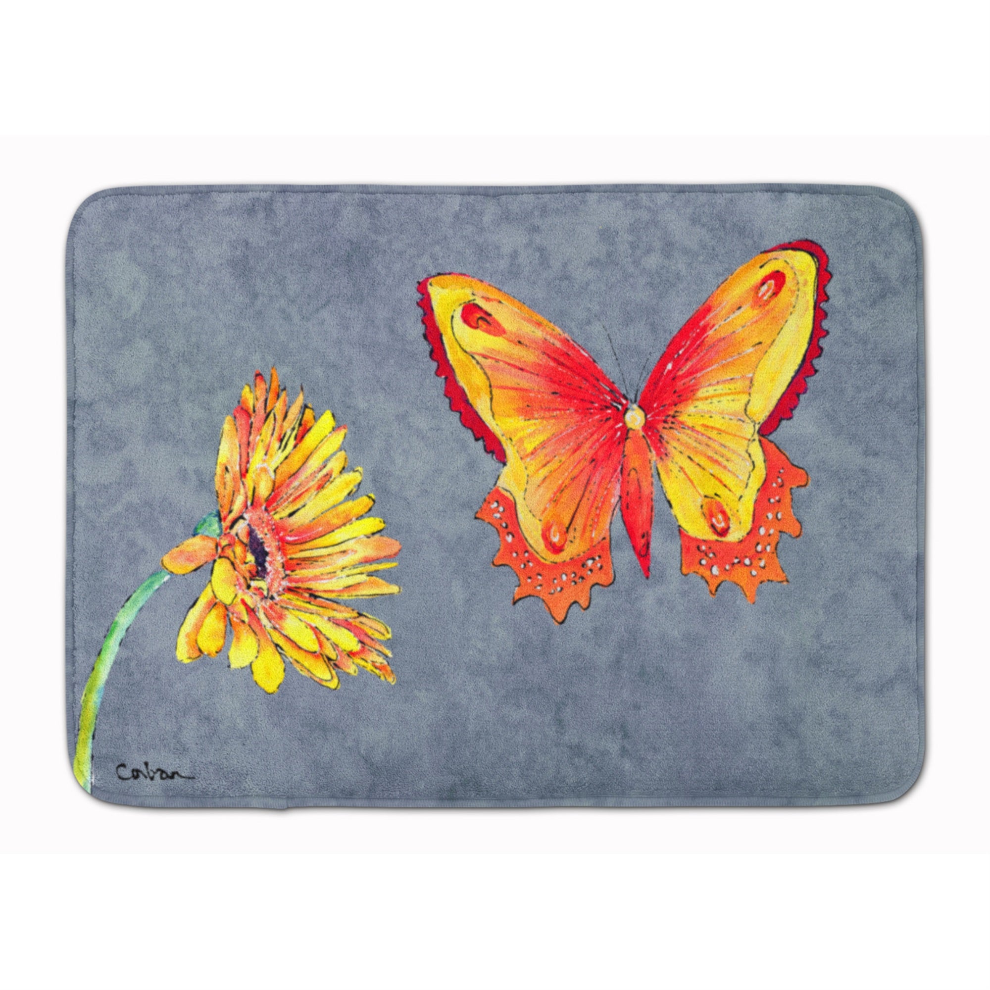 Caroline'S Treasures Gerber Daisy And Buttefly Floor Mat, 19 X 27, Multicolor