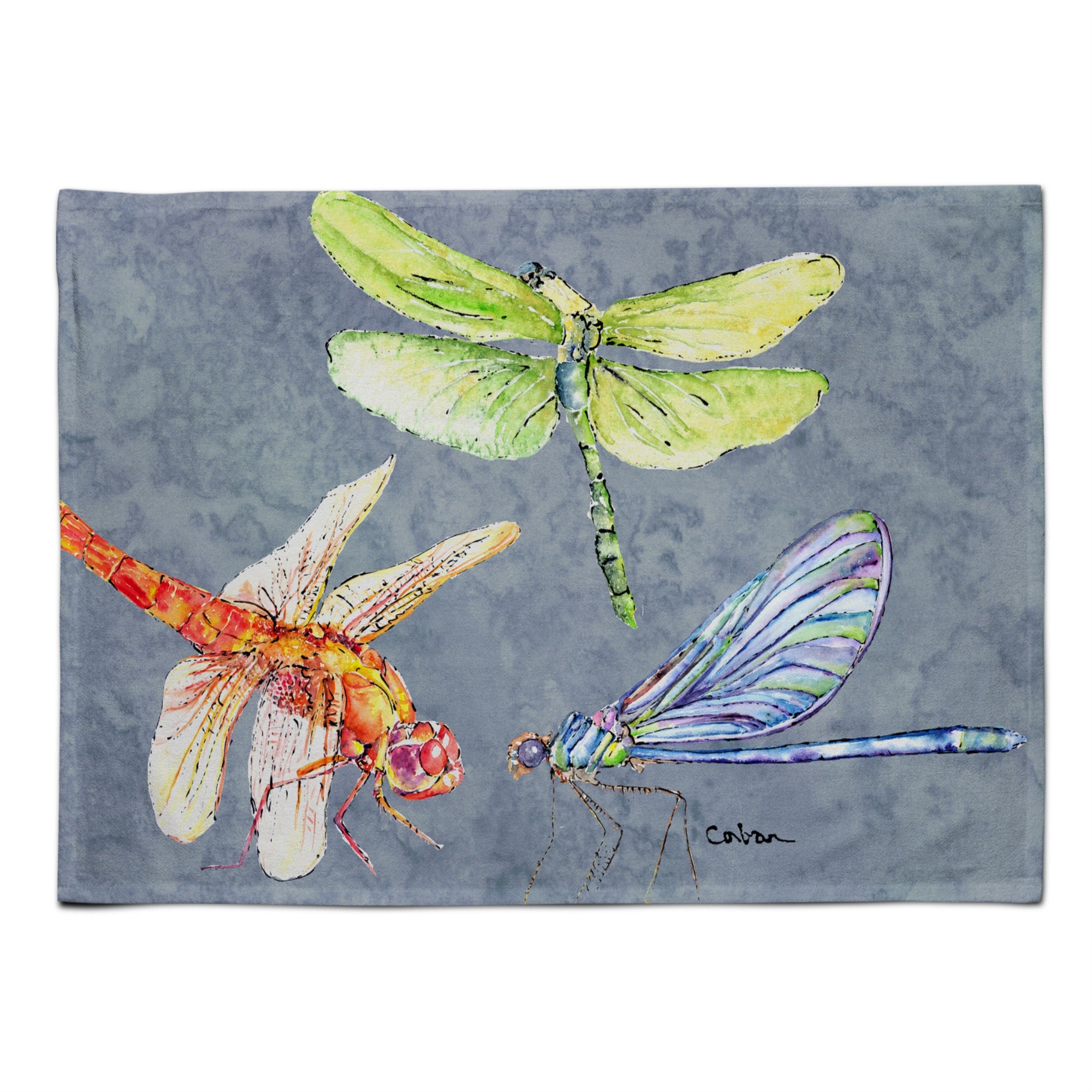 Caroline'S Treasures 8878Plmt Dragonfly Times Three Fabric Placemat, Multicolor