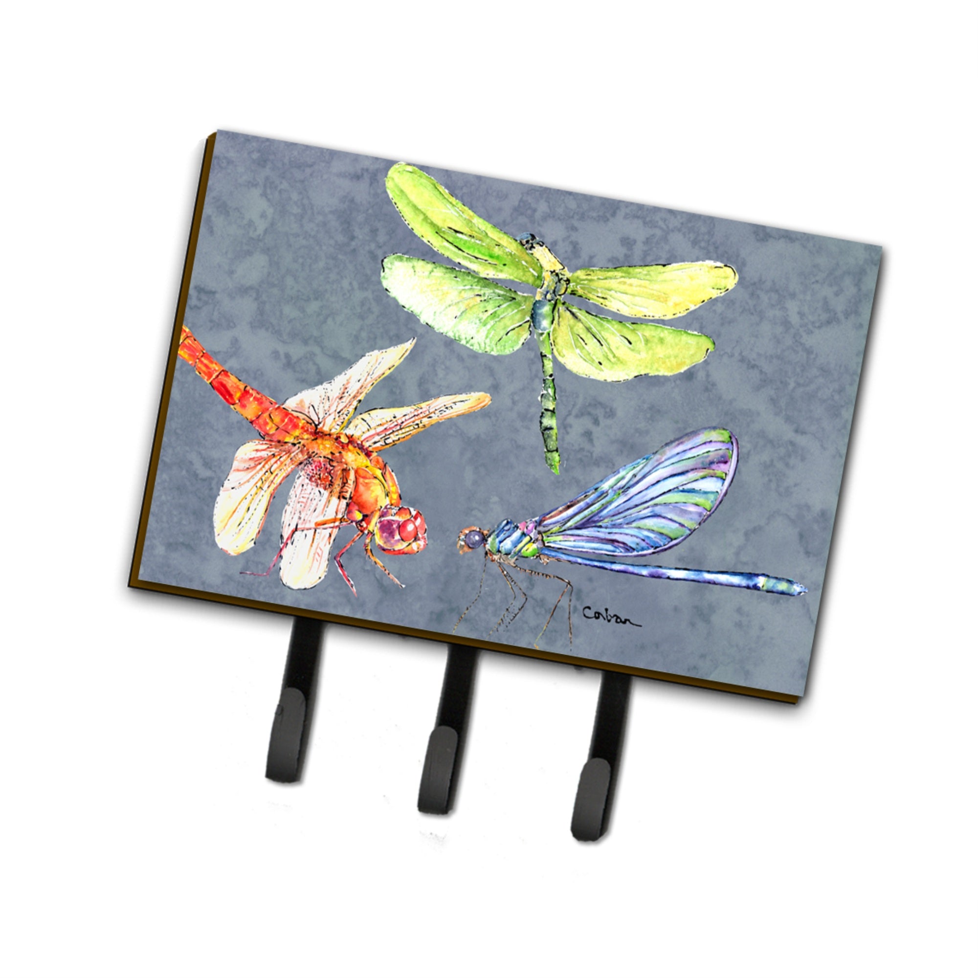 Caroline'S Treasures 8878Th68 Dragonfly Times Three Leash Or Key Holder, Large, Multicolor