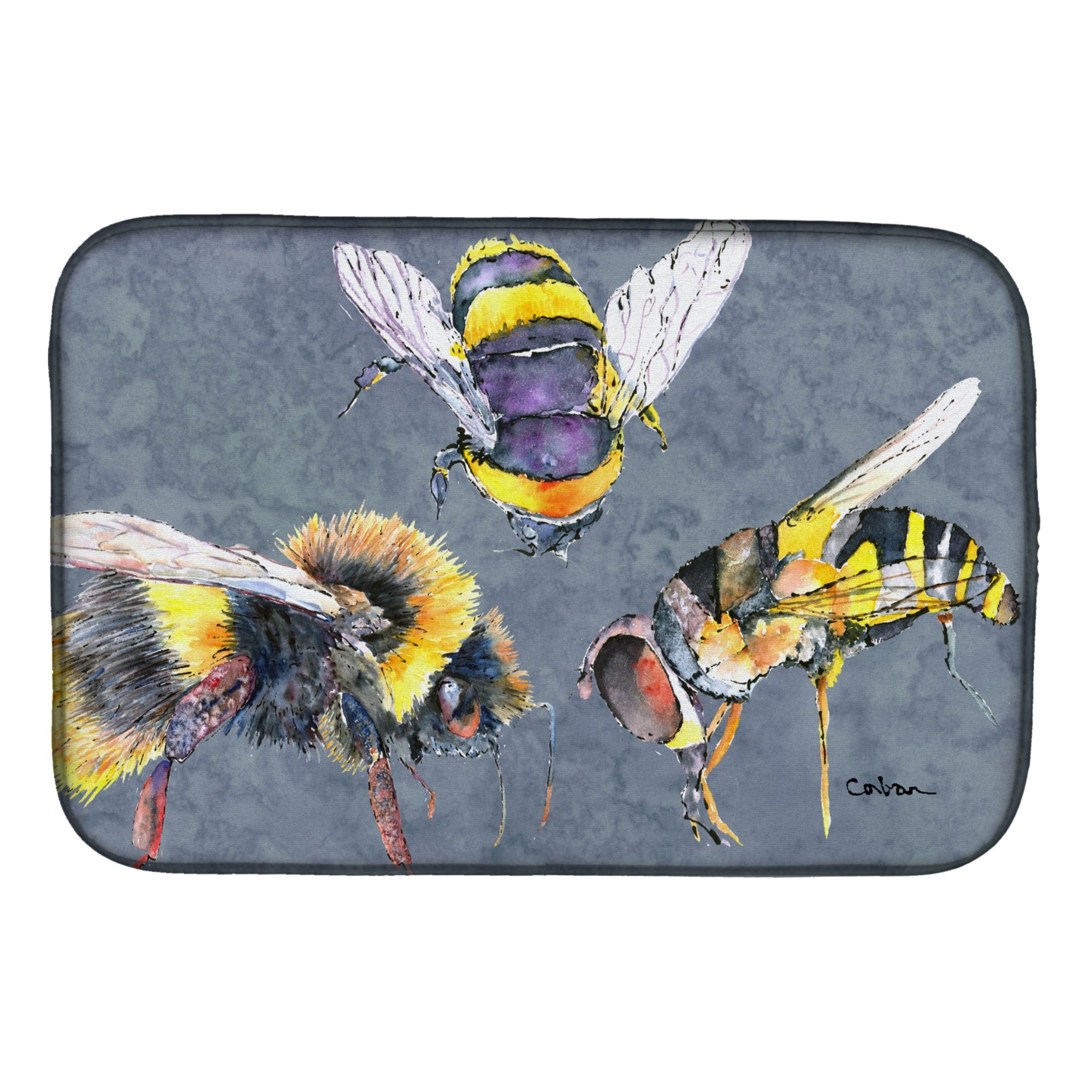 Caroline'S Treasures Bees Times Three Dish Drying Mat, 14 X 21, Multicolor