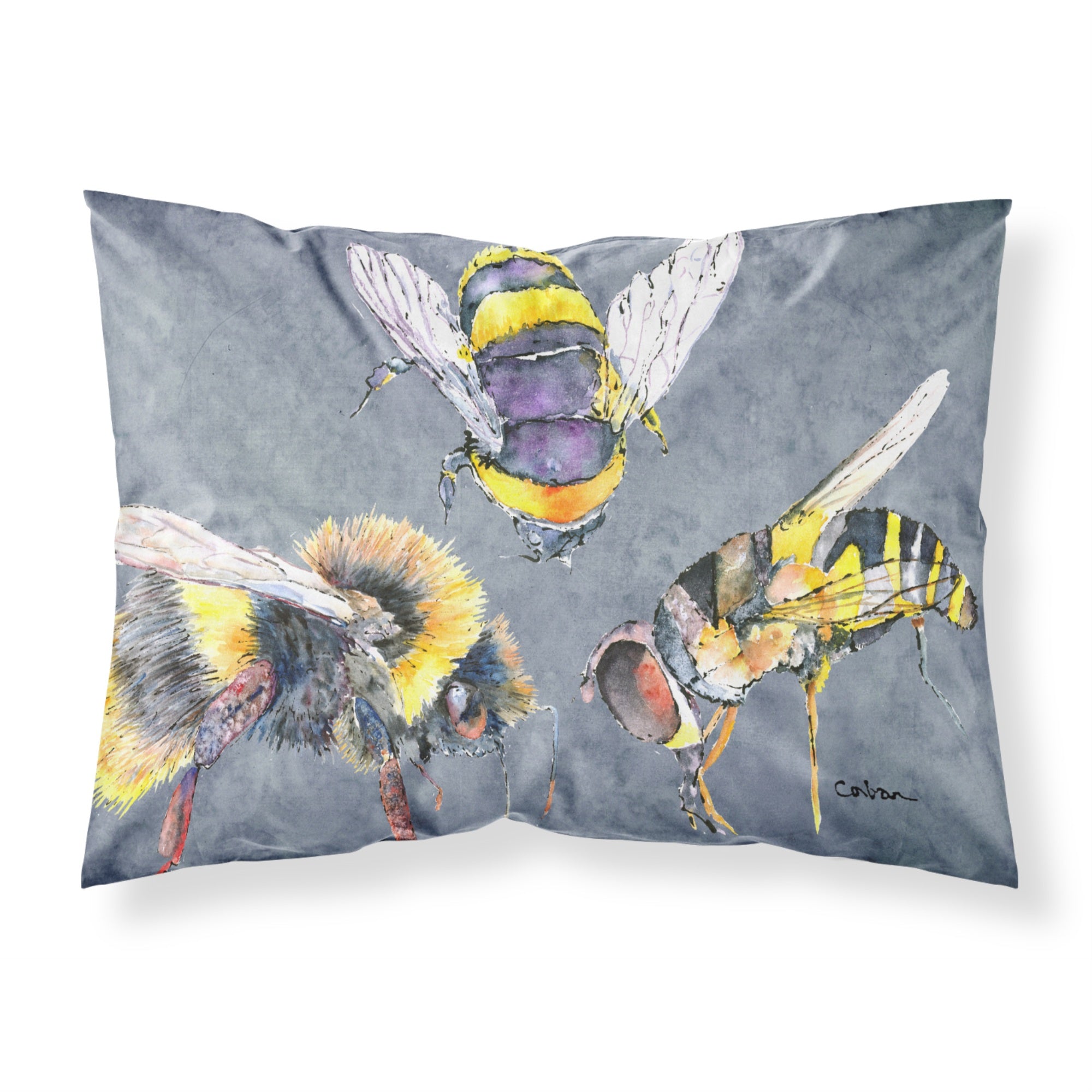 Caroline'S Treasures 8879Pillowcase Bee Bees Times Three Moisture Wicking Fabric Standard Pillowcase, Large, Multicolor