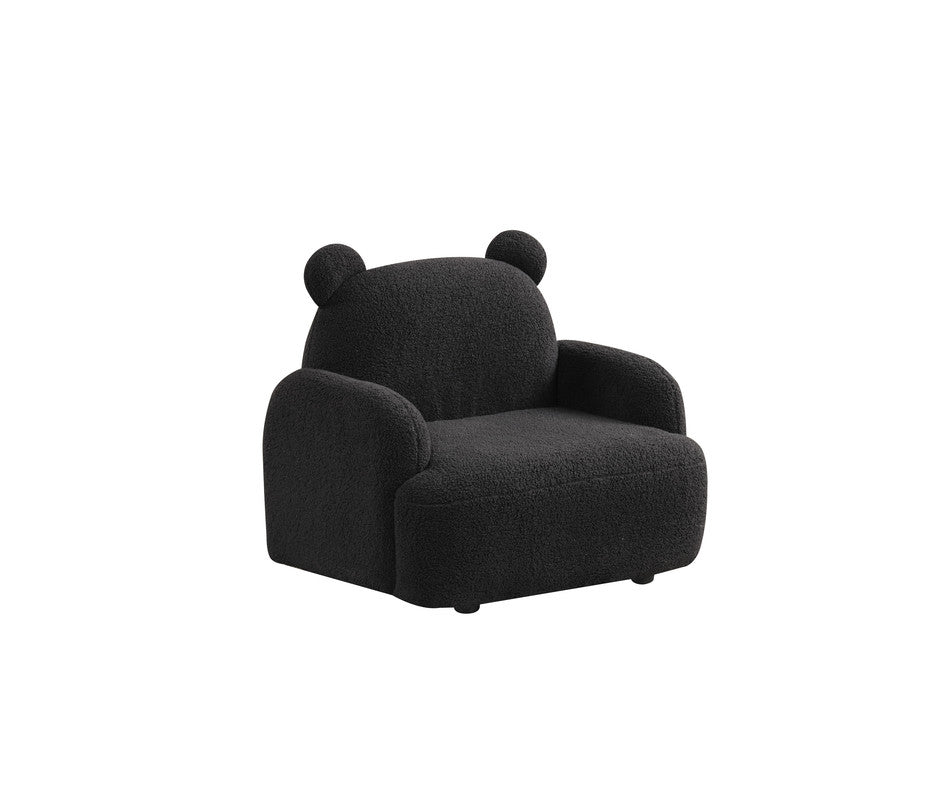 Raelynn 25.5″W Black Sherpa Bear-Shaped Kids Armchair
