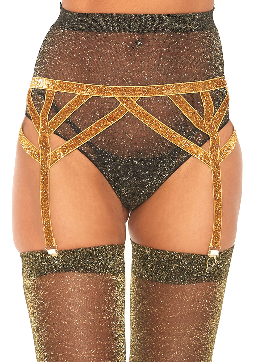 Leg Avenue Shimmer Lurex Elastic Garter B Gold Color