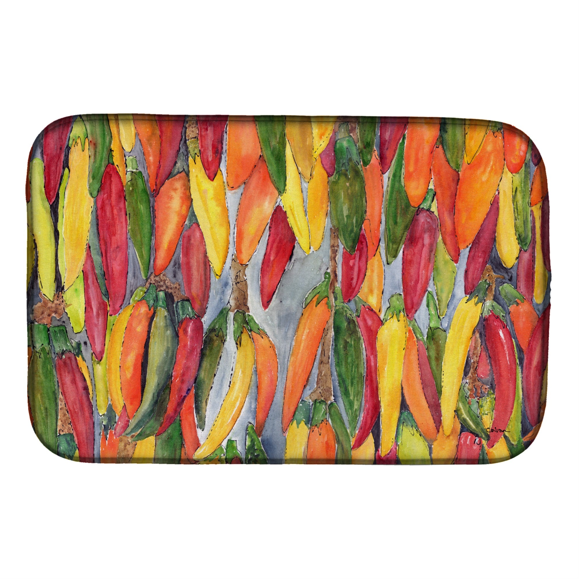 Caroline'S Treasures Hot Peppers Dish Drying Mat, 14 X 21, Multicolor