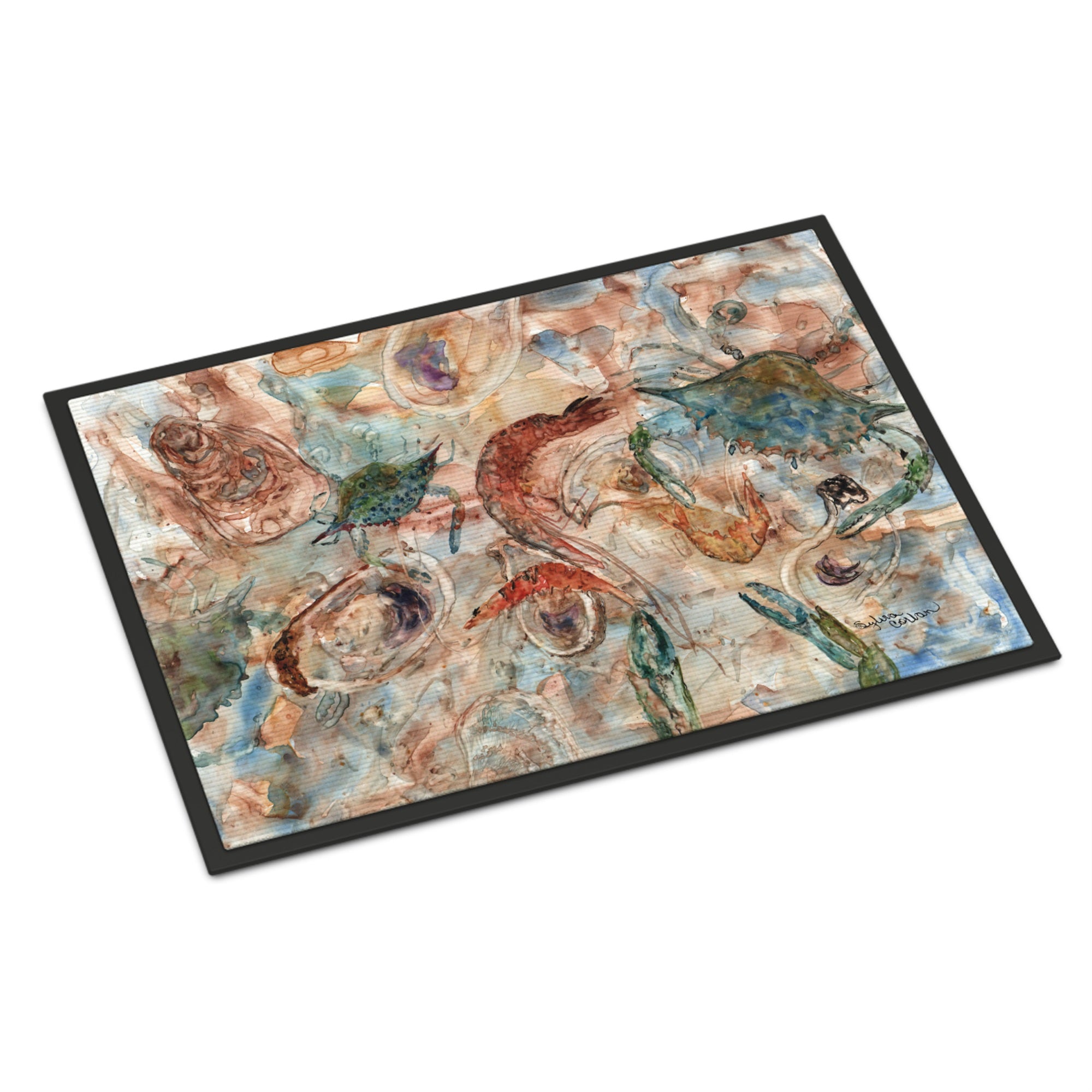 Caroline'S Treasures 8939Jmat Crabs, Shrimp And Oysters On The Loose Indoor Or Outdoor Mat, 24 X 36, Multicolor
