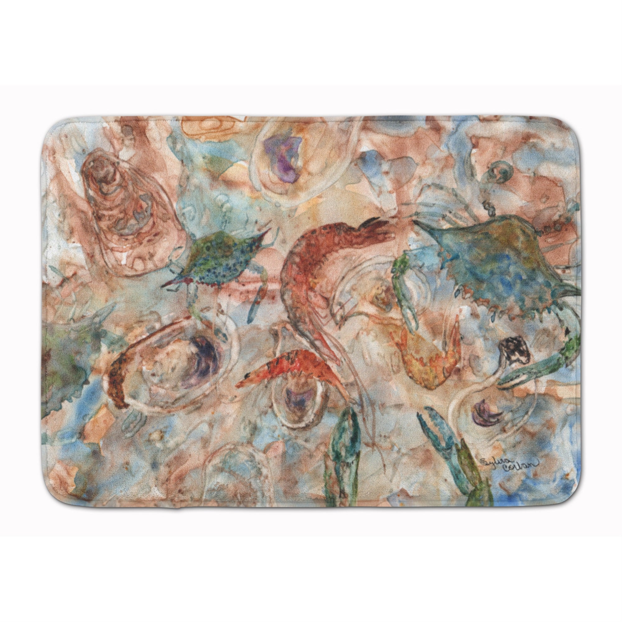 Caroline'S Treasures Crabs, Shrimp And Oysters On The Loose Floor Mat, 19 X 27, Multicolor