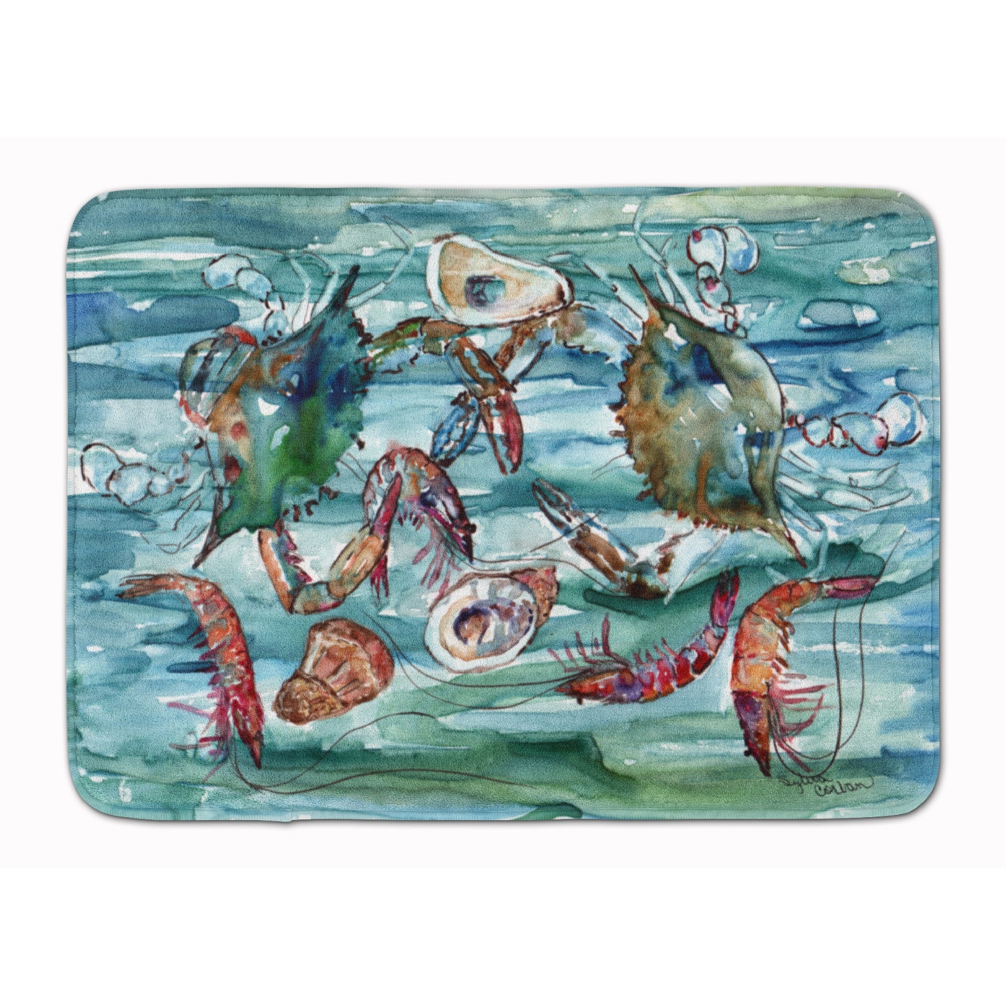 Caroline'S Treasures Crabs, Shrimp And Oysters In Water Floor Mat, 19 X 27, Multicolor