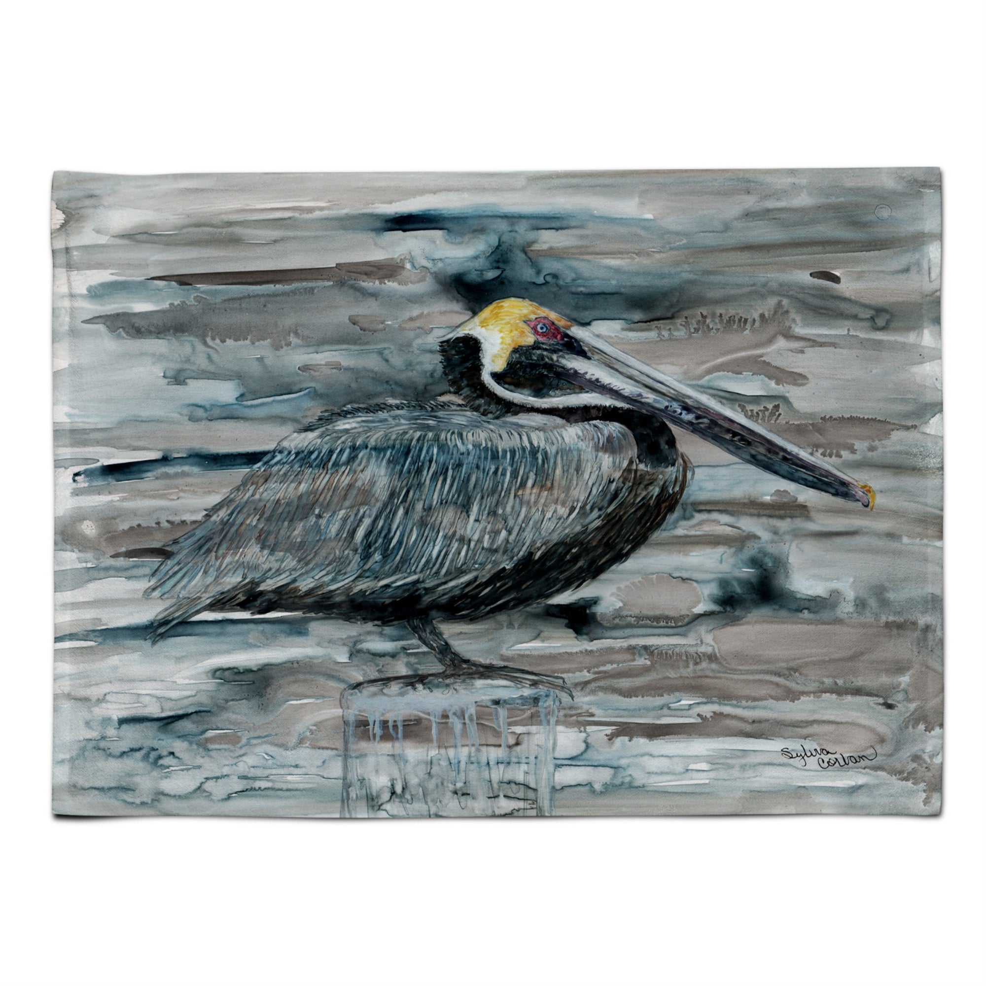 Caroline'S Treasures 8946Plmt Pelican In Grey Fabric Placemat, Multicolor