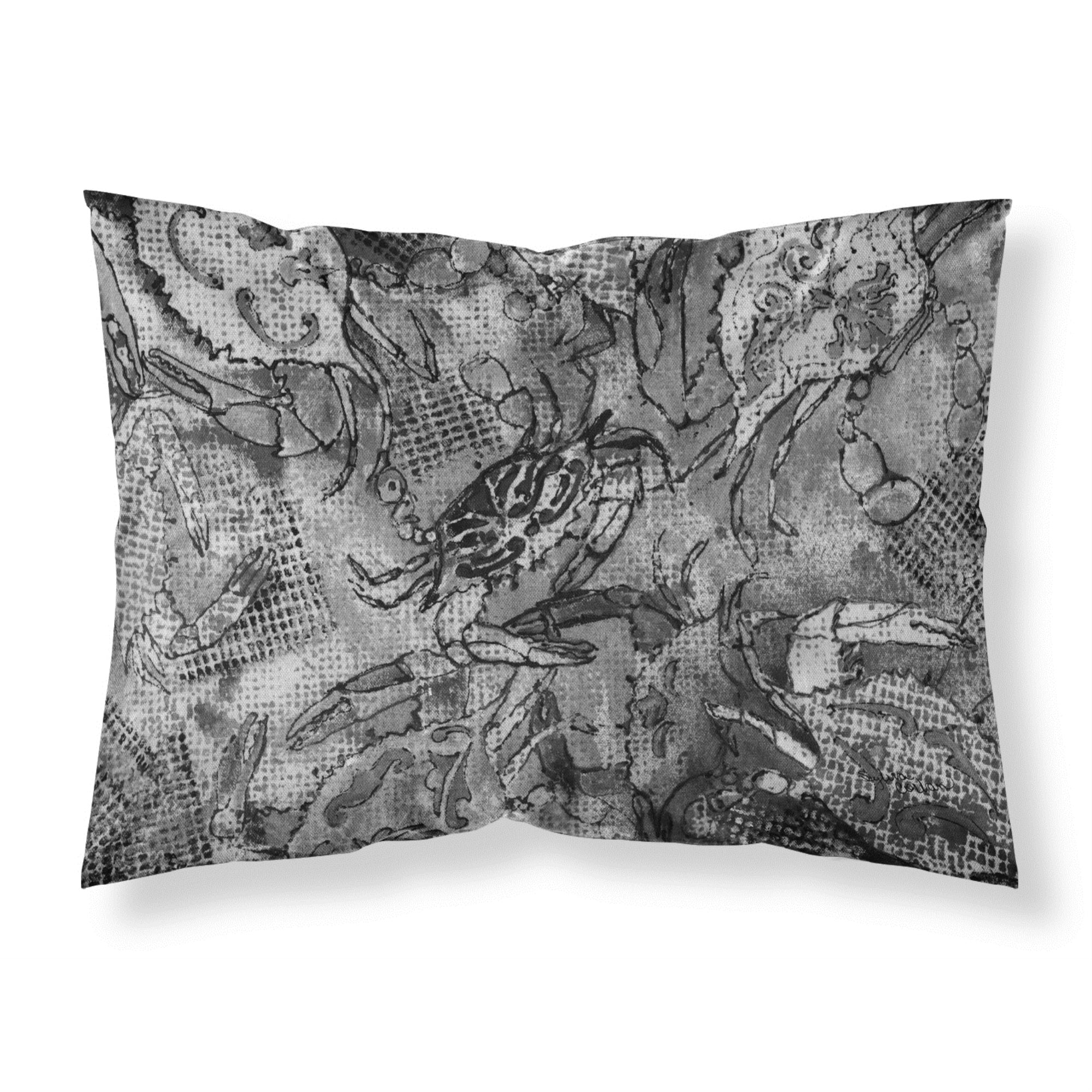 Caroline'S Treasures 8953Pillowcase Grey Canvas Abstract Crabs Fabric Standard Pillowcase, Large, Multicolor