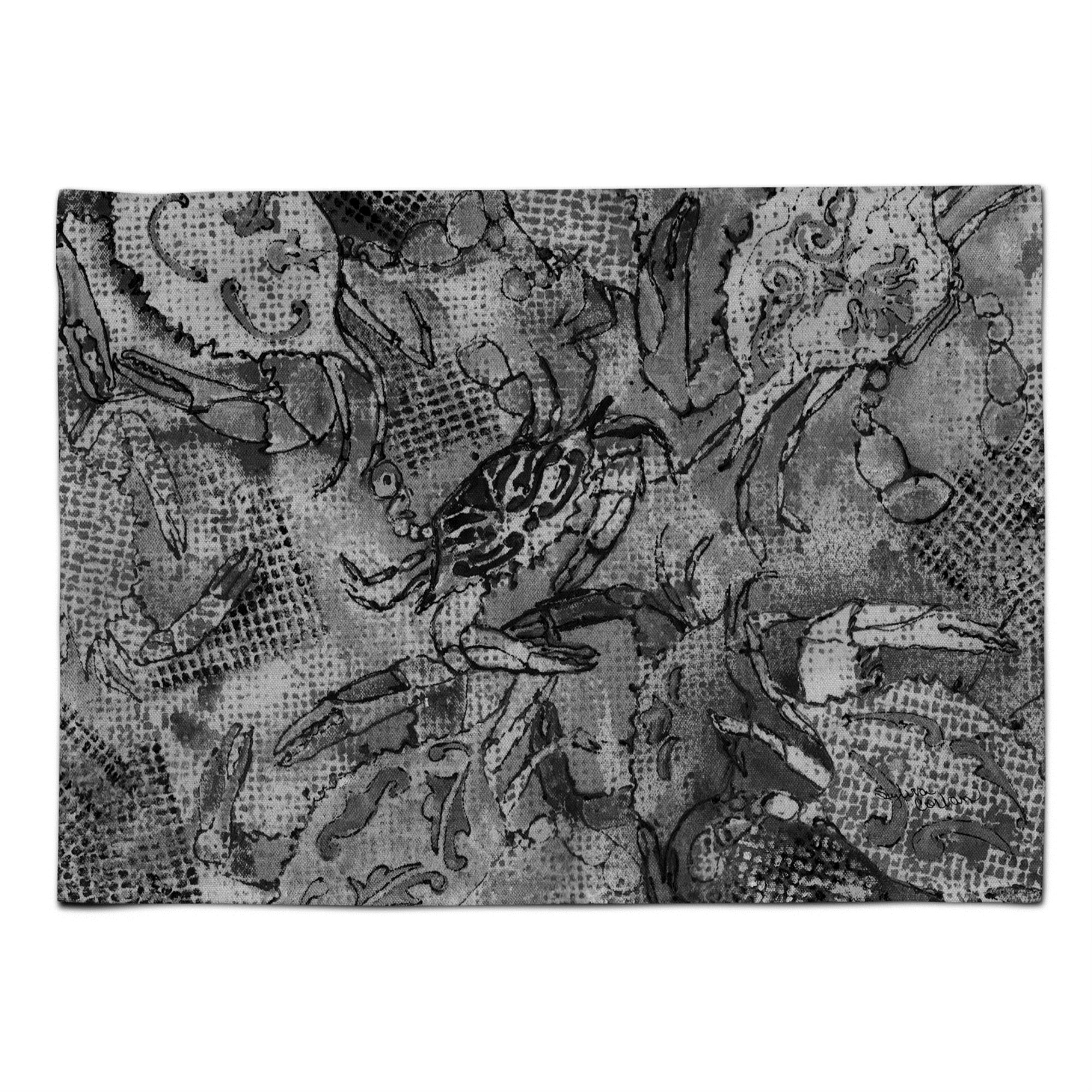 Caroline'S Treasures 8953Plmt Grey Canvas Abstract Crabs Fabric Placemat, Multicolor