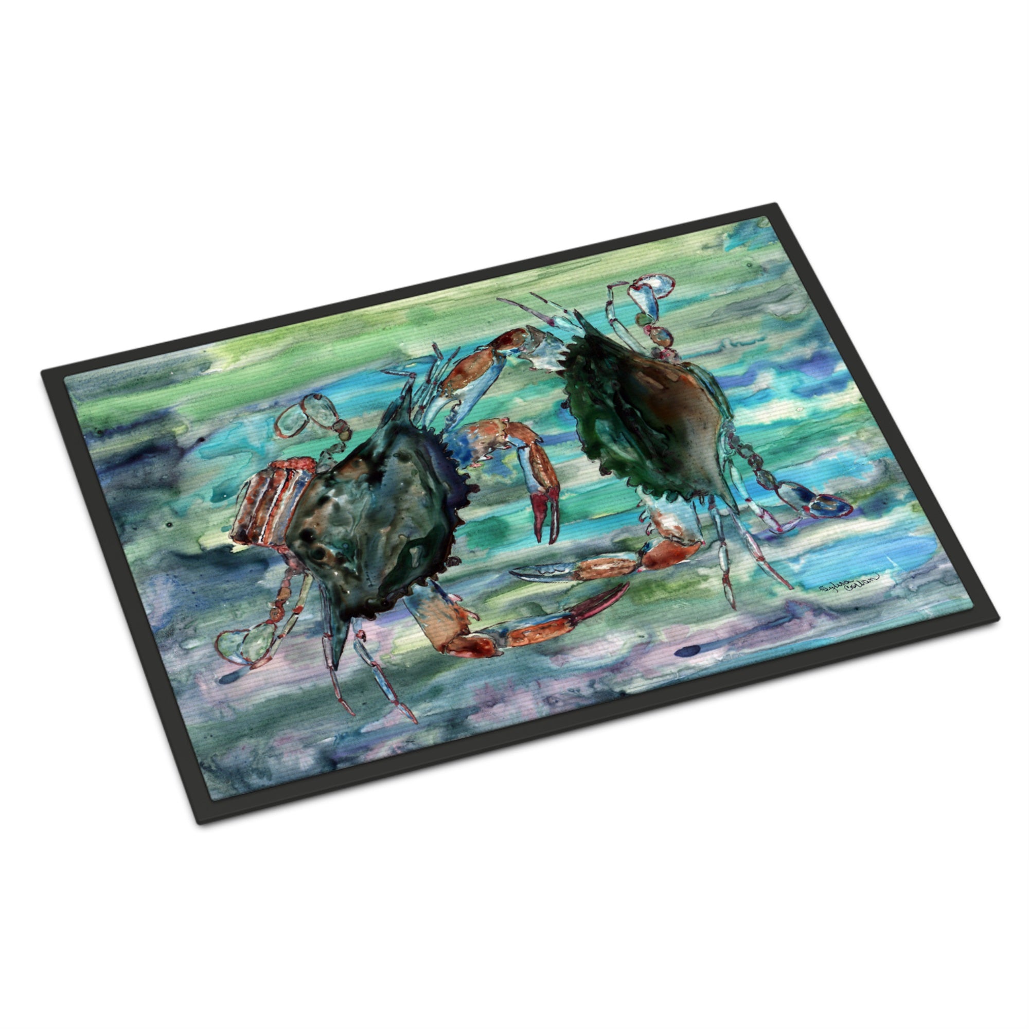 Caroline'S Treasures 8954Mat Watery Teal And Purple Crabs Indoor Or Outdoor Mat, 18 X 27, Multicolor