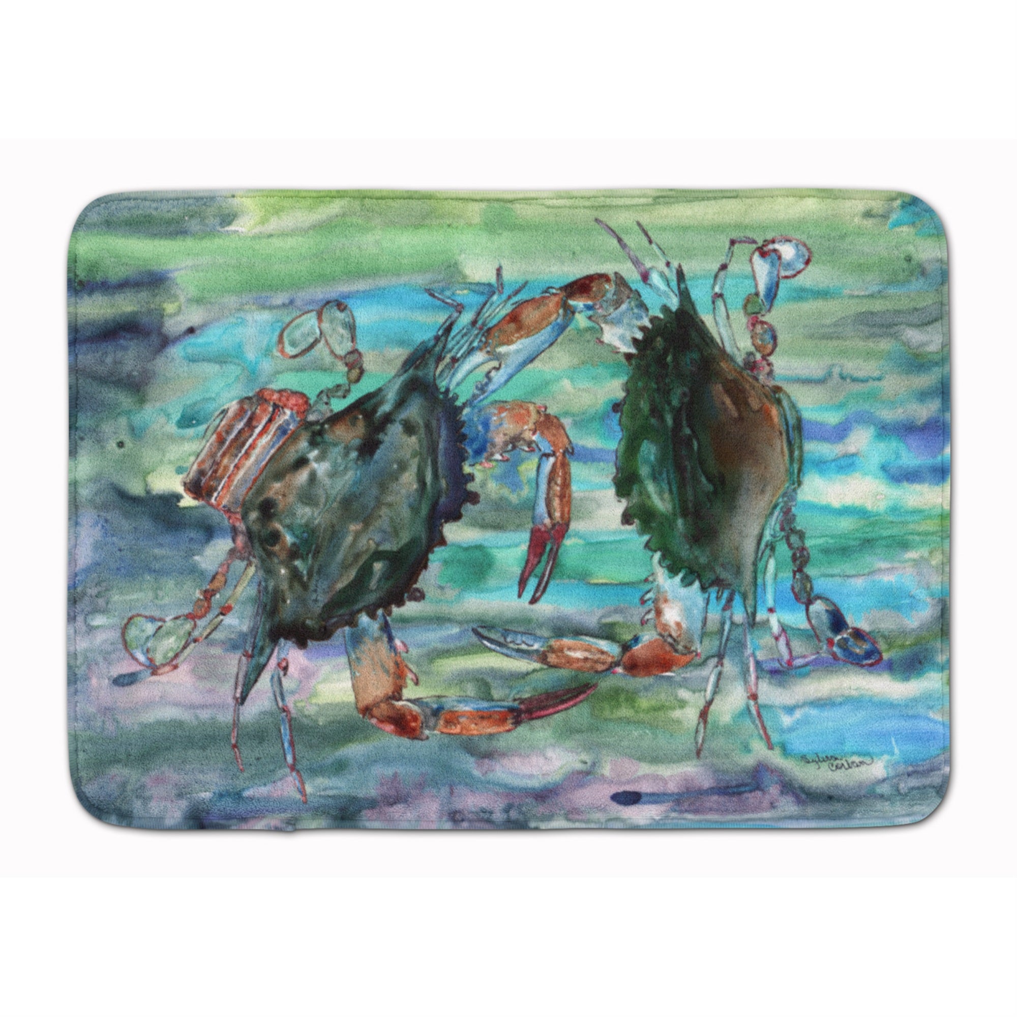 Caroline'S Treasures Watery Teal And Purple Crabs Floor Mat, 19 X 27, Multicolor