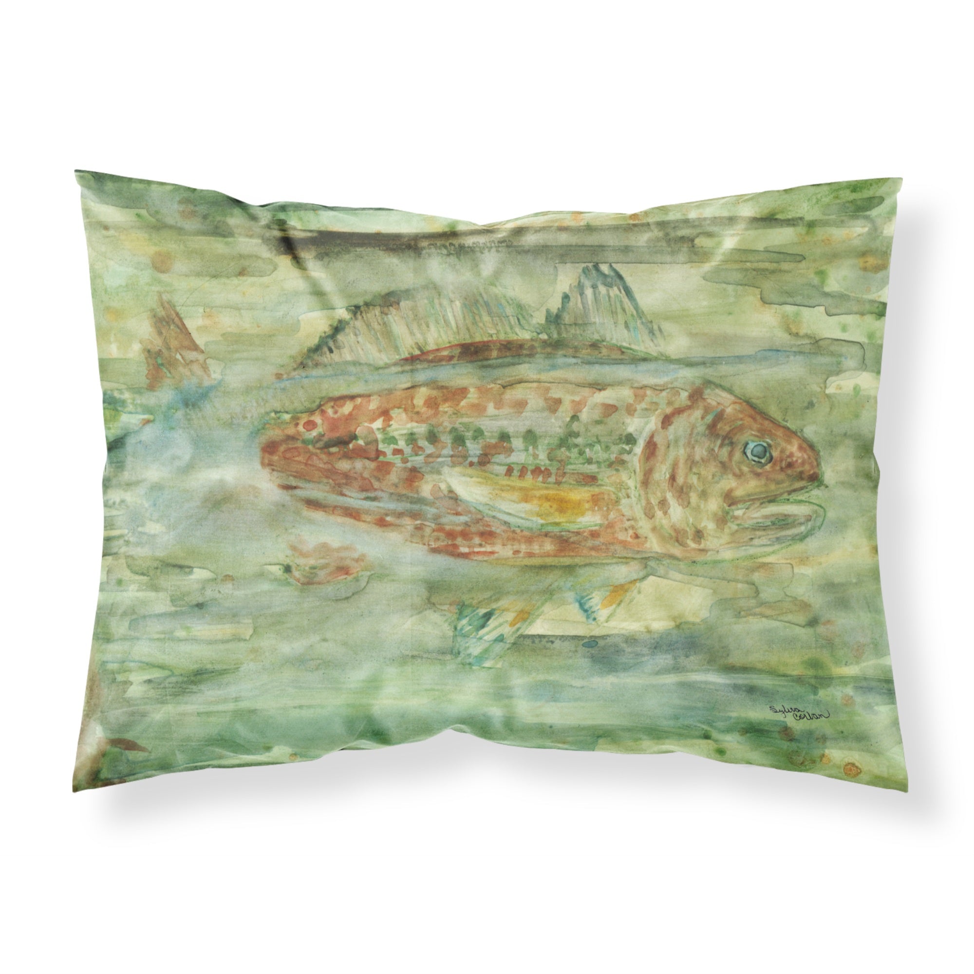 Caroline'S Treasures  Abstract Red Fish Printed, Polyester Envelope Closure Pillowcase, Standard, Multicolor