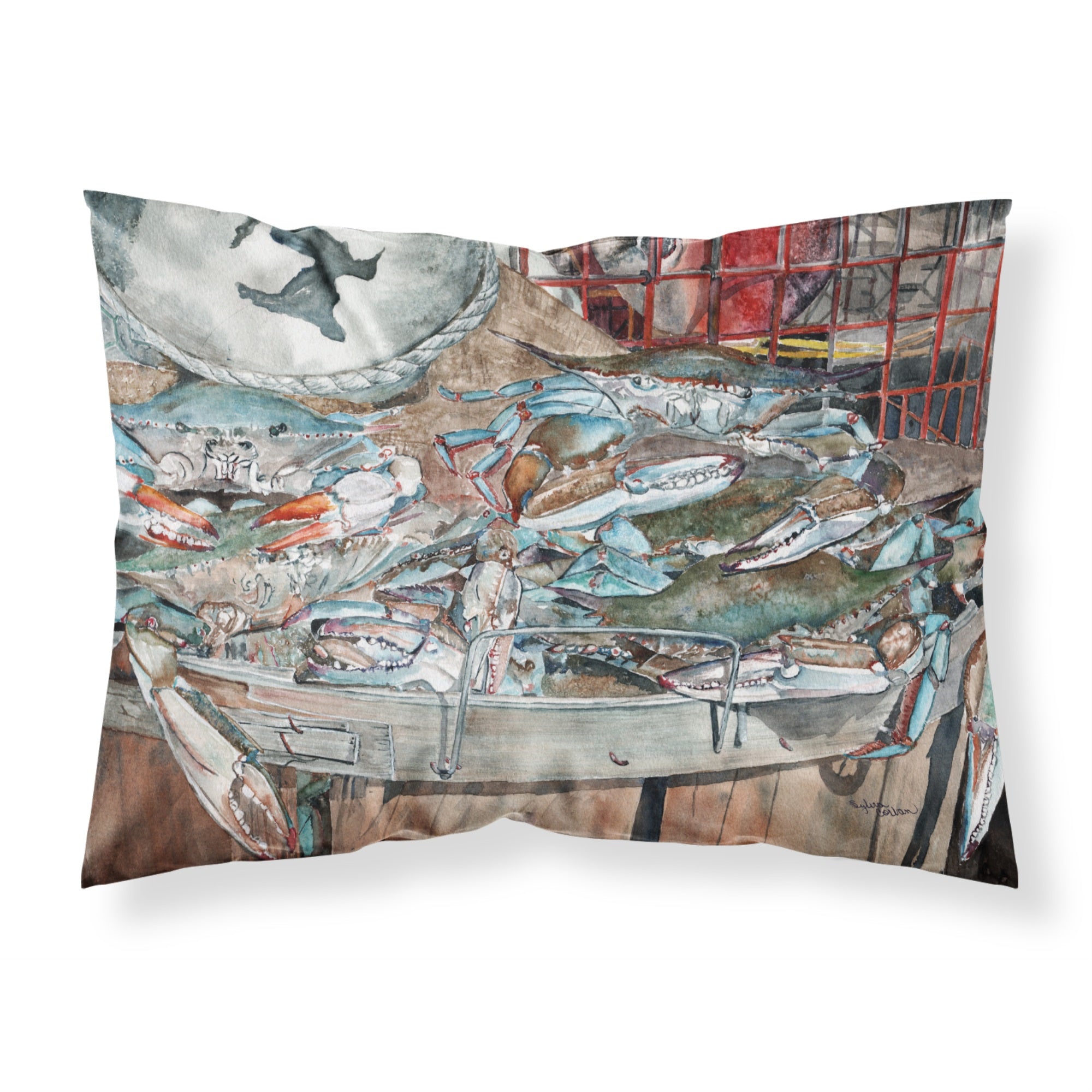 Caroline'S Treasures Basket Full Of Blue Crabs Fabric Standard Pillowcase 8961Pillowcase, Multicolor