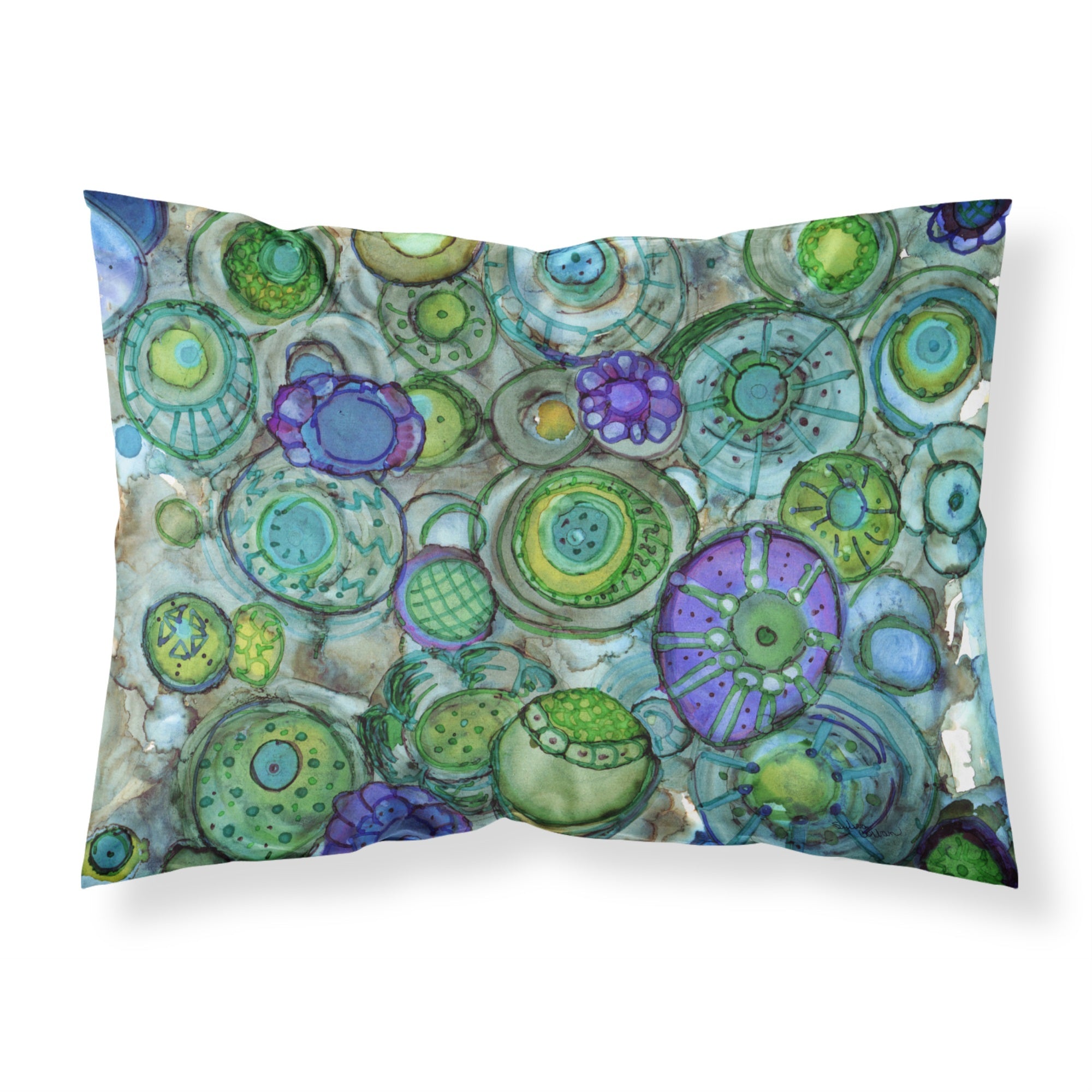 Caroline'S Treasures Abstract In Blues And Greens Fabric Standard Pillowcase 8962Pillowcase, Multicolor