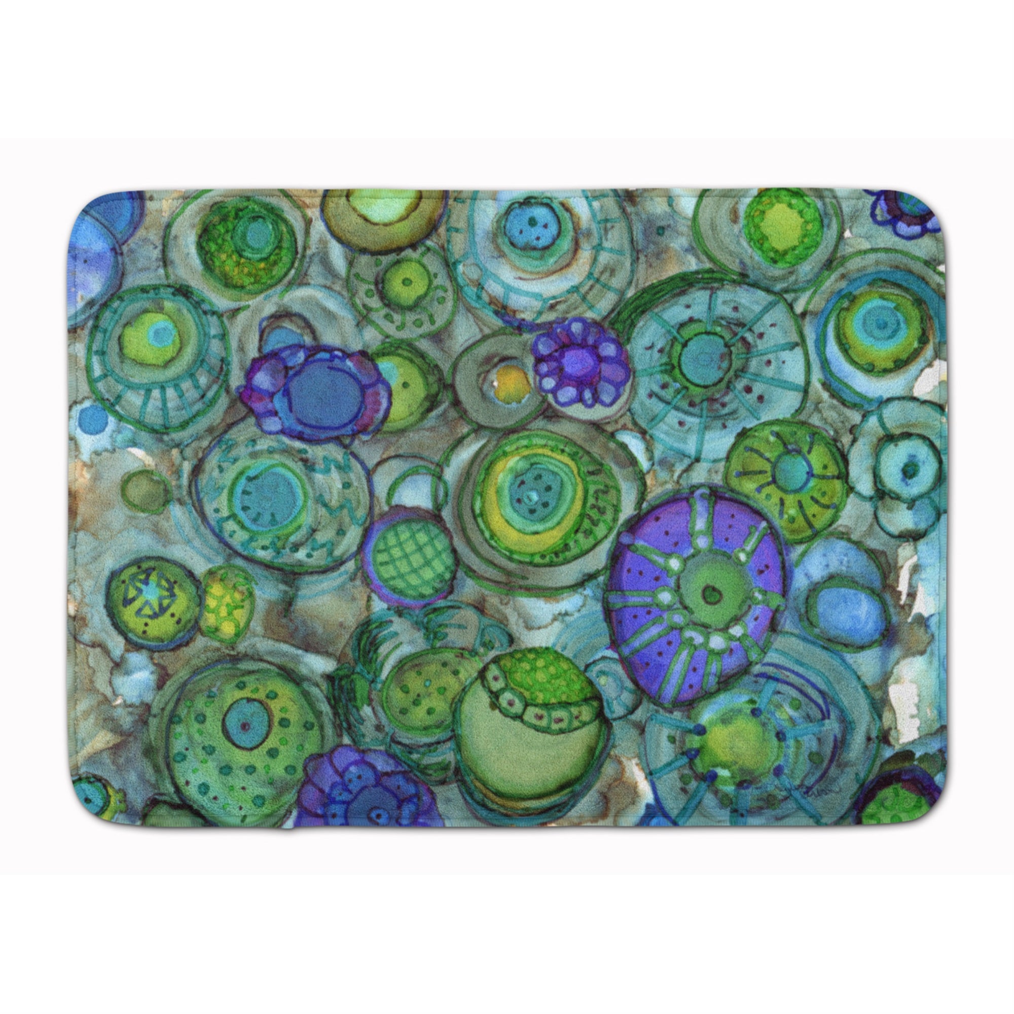 Caroline'S Treasures Abstract In Blues And Greens Floor Mat, 19 X 27, Multicolor