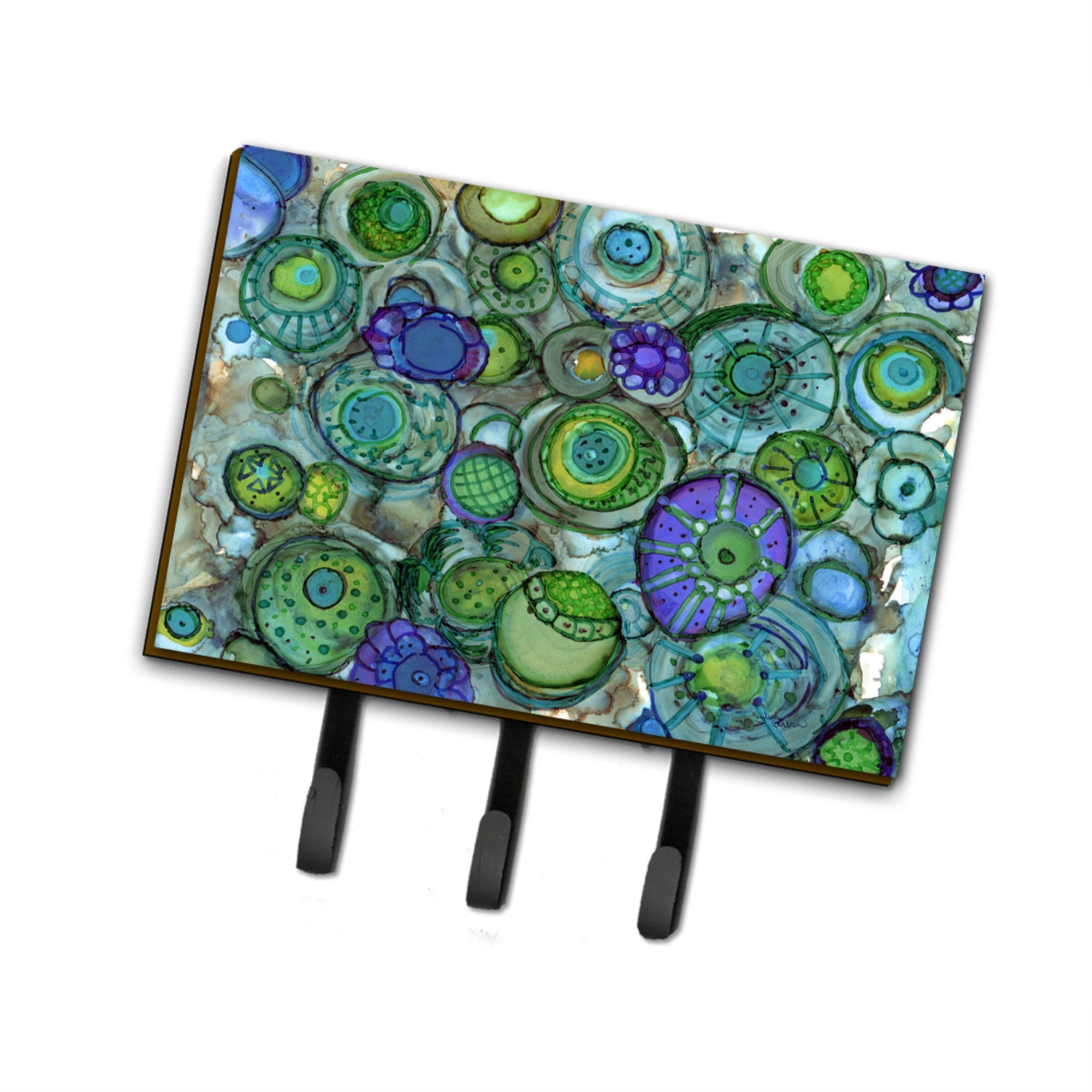 Caroline'S Treasures Abstract In Blues And Greens Leash Or Key Holder 8962Th68, Triple, Multicolor